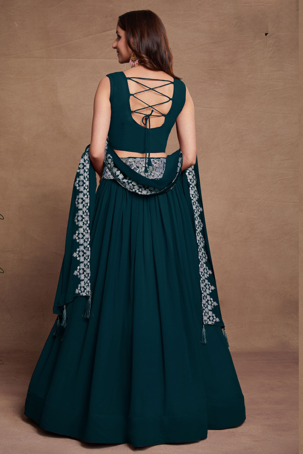 Image of Neel Art Embroidered Semi Stitched Lehenga Choli
