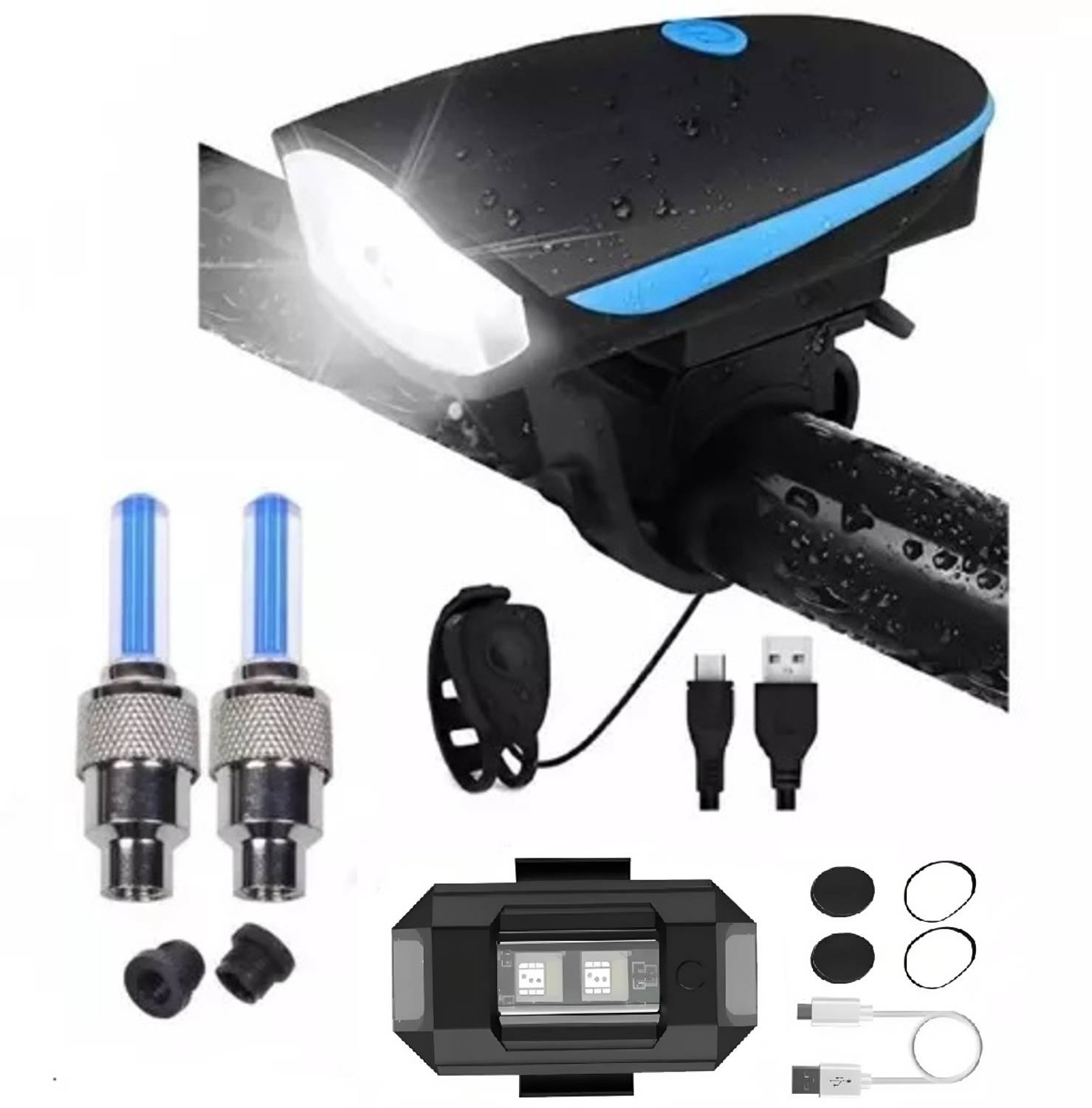 HAPPYRIDER Bicycle Combo Of Front Cycle Light Back Tail/Helmet Li