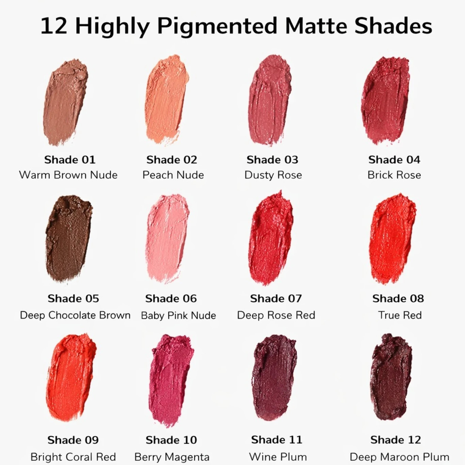 Image of Onfroi Beauty Waterproof Matte Lipsticks Set Of 12 - Long Lasting - 12 Shades 0112