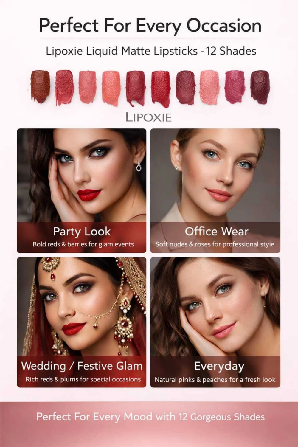 Image of Onfroi Beauty Waterproof Matte Lipsticks Set Of 12 - Long Lasting - 12 Shades 0112