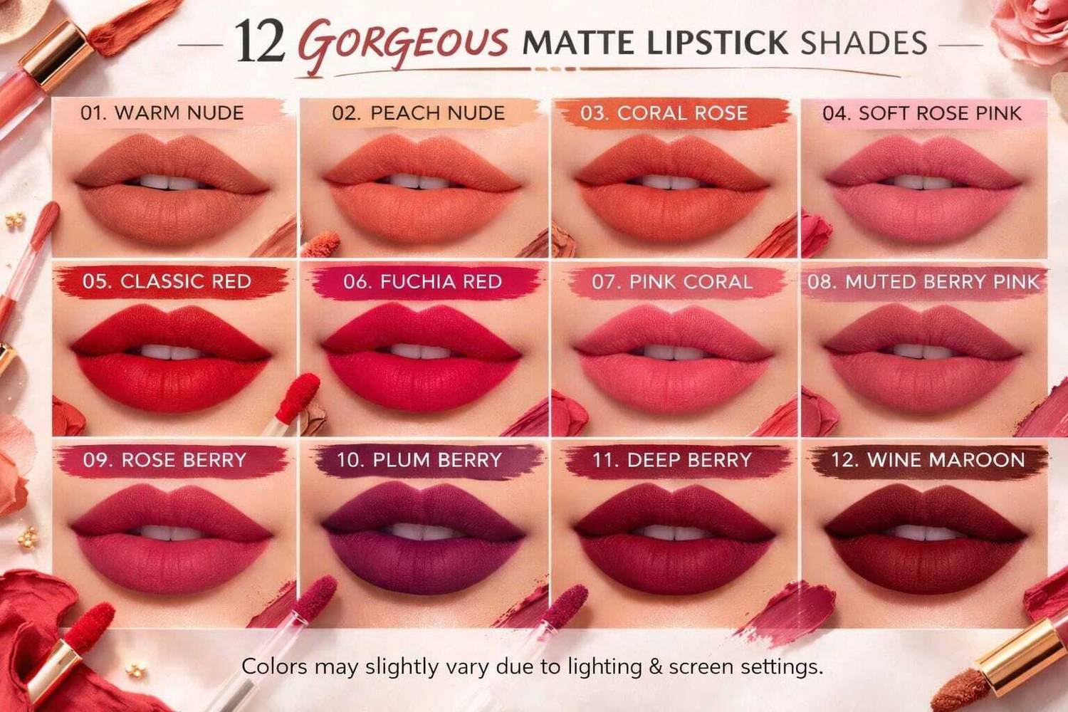 LIPOXIE Liquid Matte Mini Lipstick Pack of 12 - Image 3