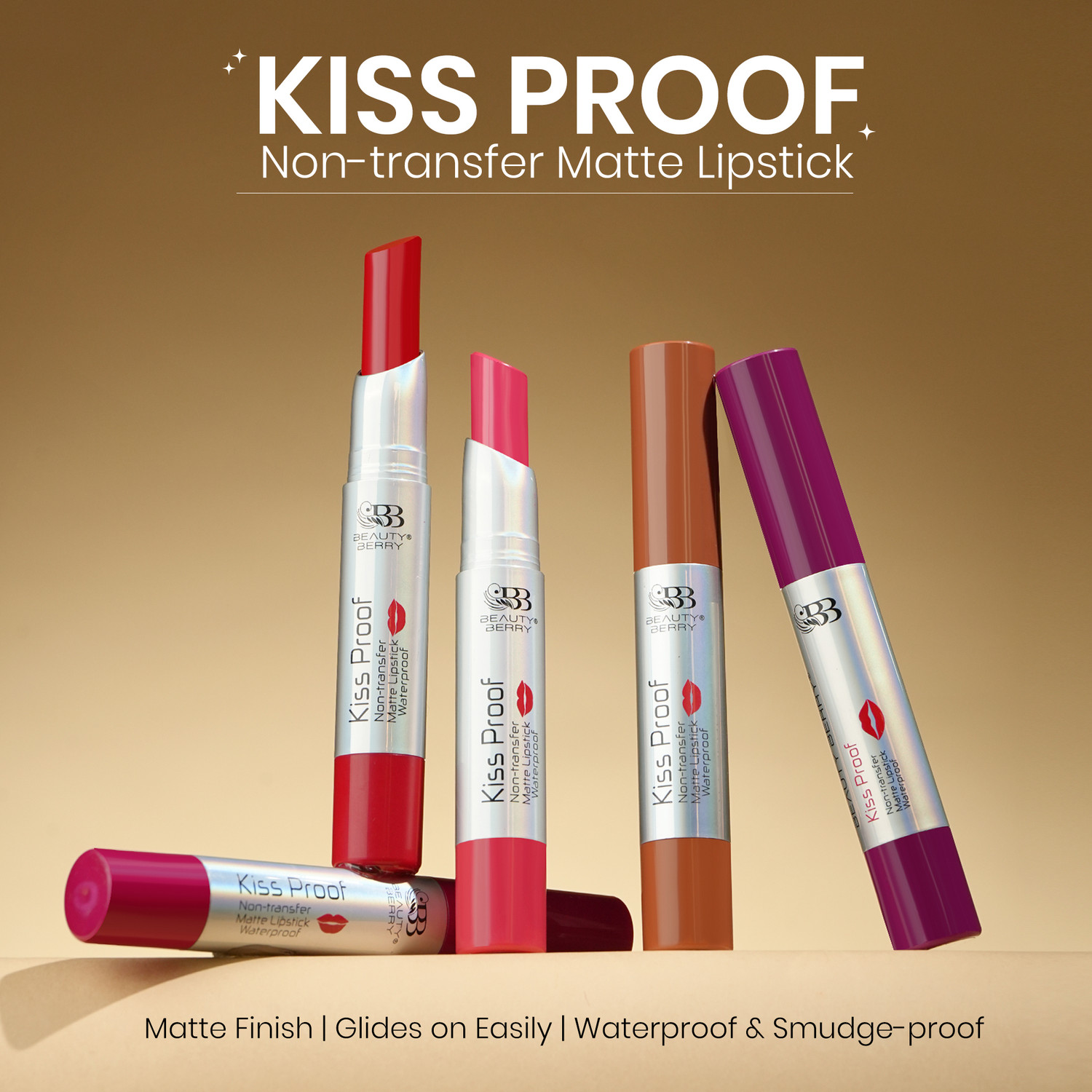 Image of Beauty Berry Kiss Proof Long Lasting Non Transfer Creamy Matte Lipstick