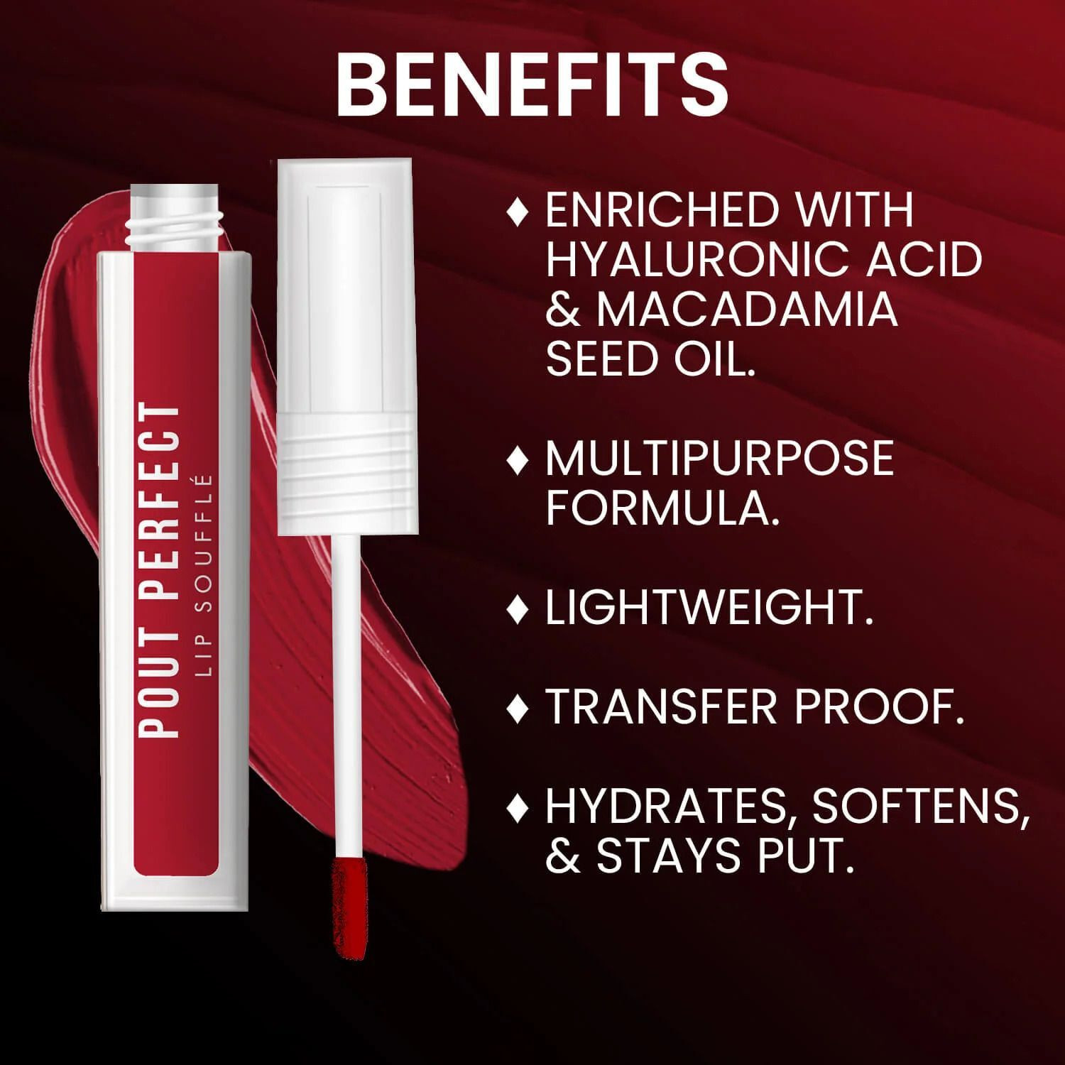 Image of JAQULINE USA Pout Perfect Lip Souffle Multi-mousse for Lips, Cheeks,