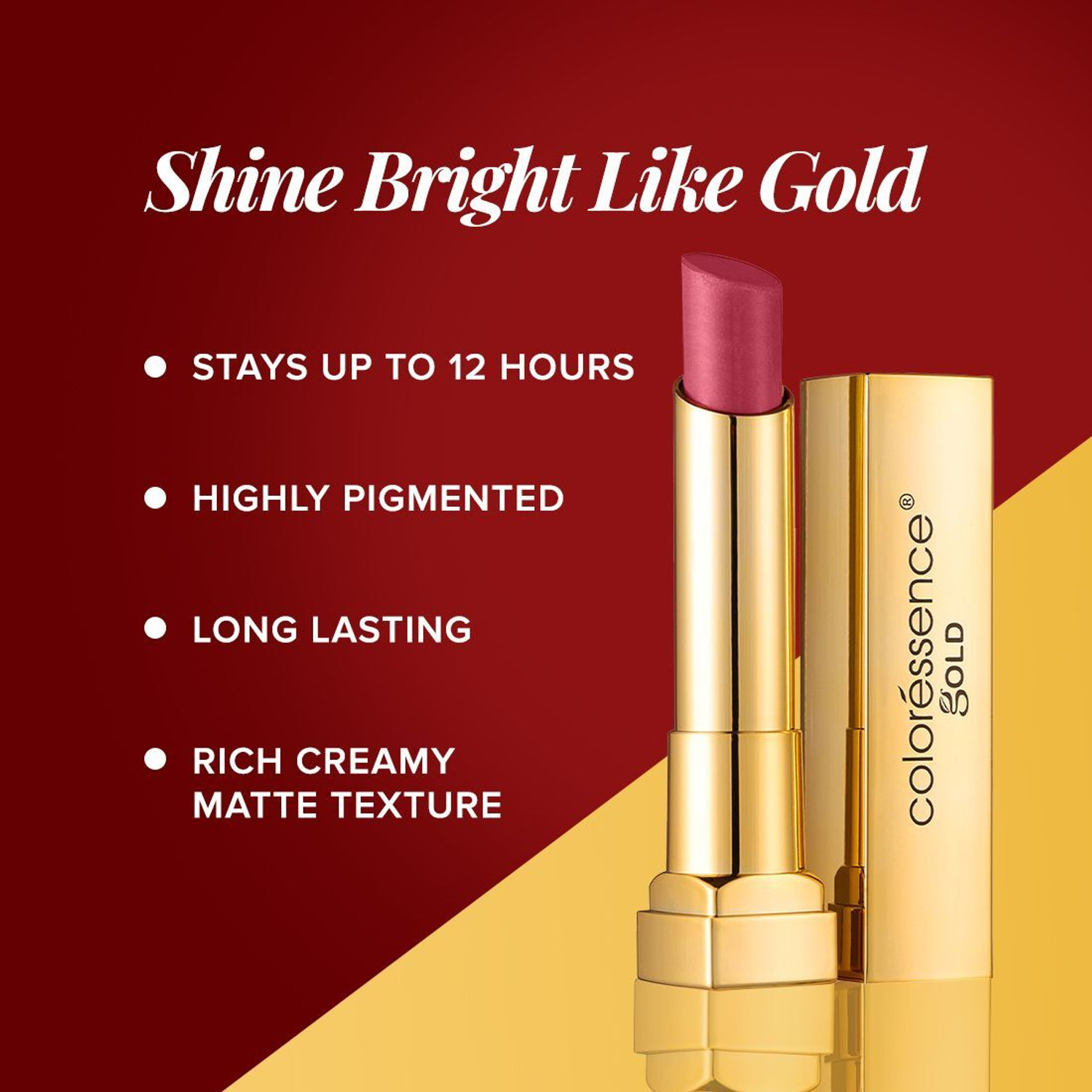 Image of COLORESSENCE Pure Matte Lipstick |Waterproof & Longlasting|Highly Pigmented |Gold Range V7