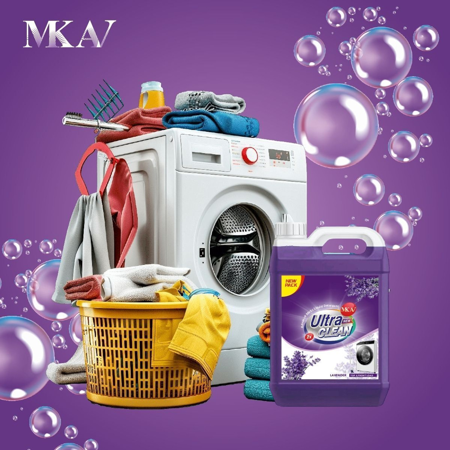 Image of MKAV Ultra clean Top & Front Load Washing Machines liquid detergent Lavender Liquid Detergent
