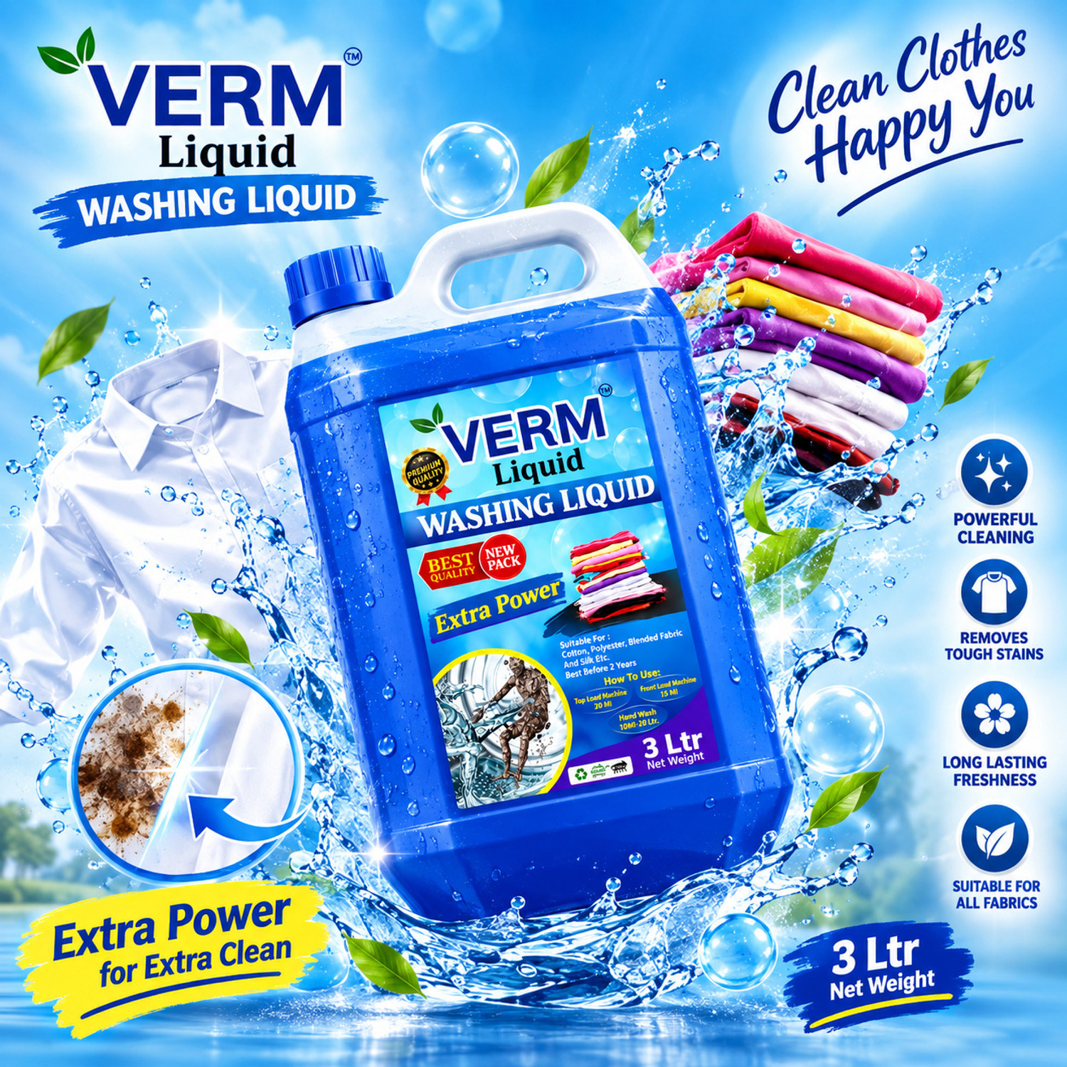 Image of vermliquids Advanced Power Washing Liquid Lavender Liquid Detergent
