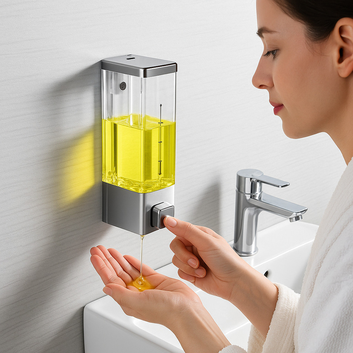 Image of KURIC Wall Mount Hand Wash Gel Dispenser Liquid Soap Sanitizer Dispenser for Bathroom 350 ml Liquid, Conditioner, Sanitizer Stand, Shampoo, Soap, Gel, Lotion Dispenser