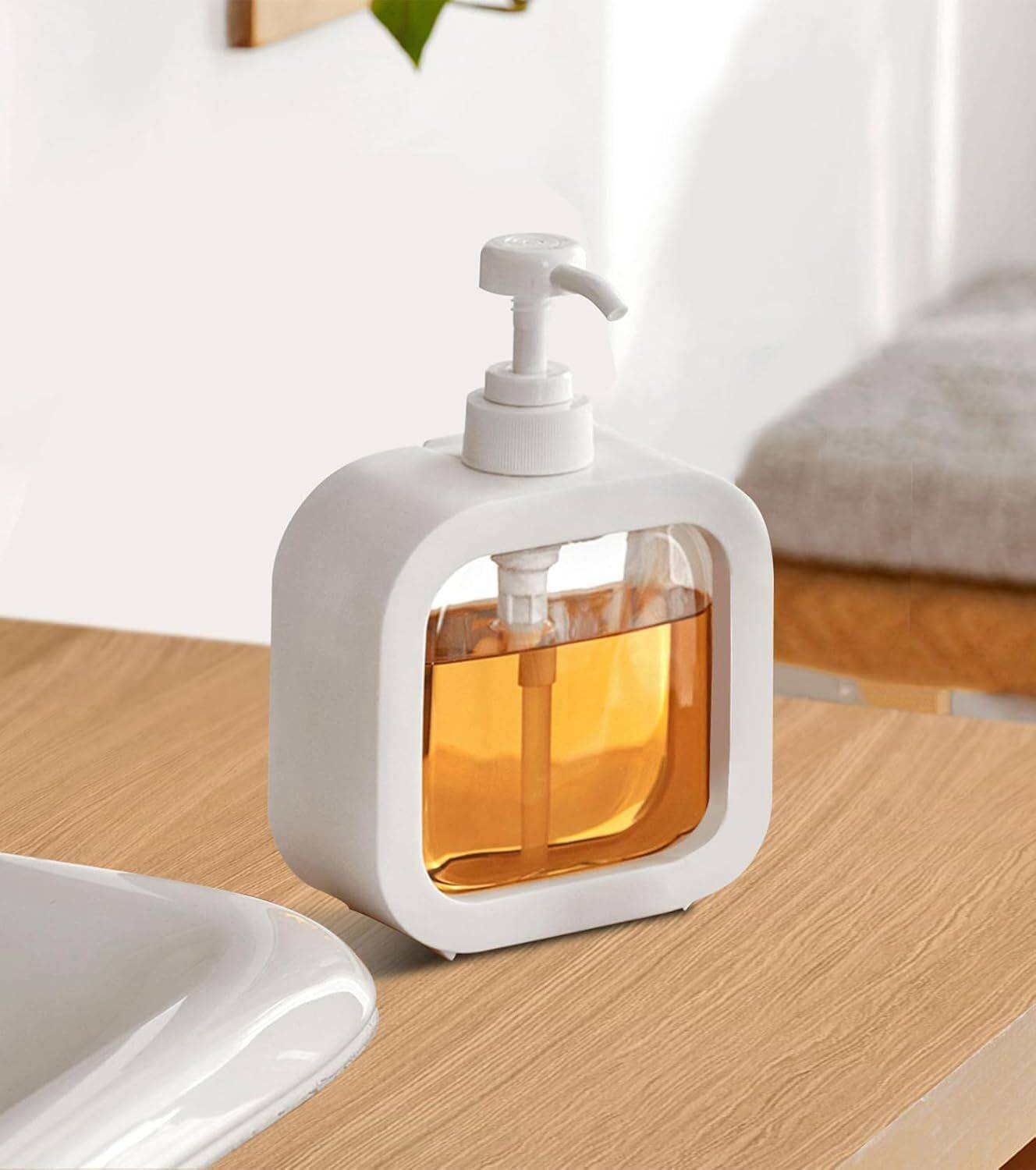 AnjaniputrA Plastic Empty Bottle Soap Dispenser for Wash Basin Bathroom Kitchen 350 ml Conditioner, Foam, Gel, Liquid, Lotion, Sanitizer Stand, Shampoo, Soap Dispenser