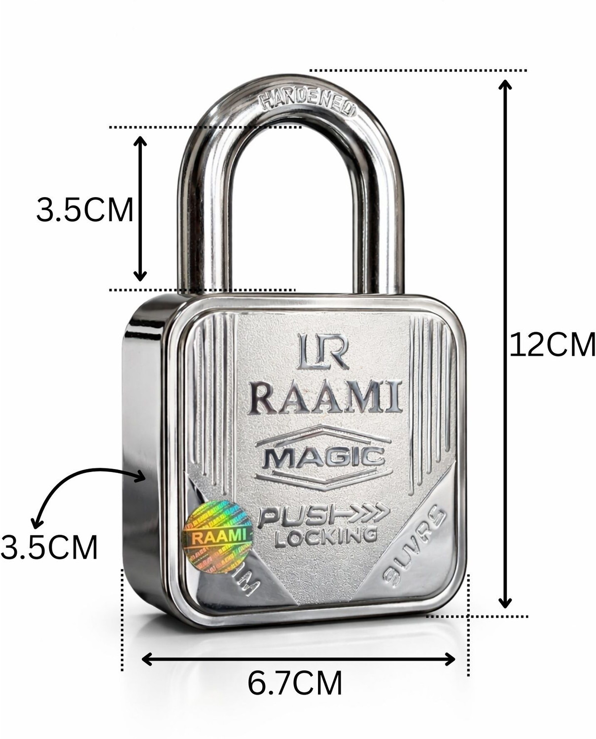 Image of onepro Raami 67mm Push Lock 9 Lever Double Locking Heavy Duty with 4 Each Keys 5 Padlock