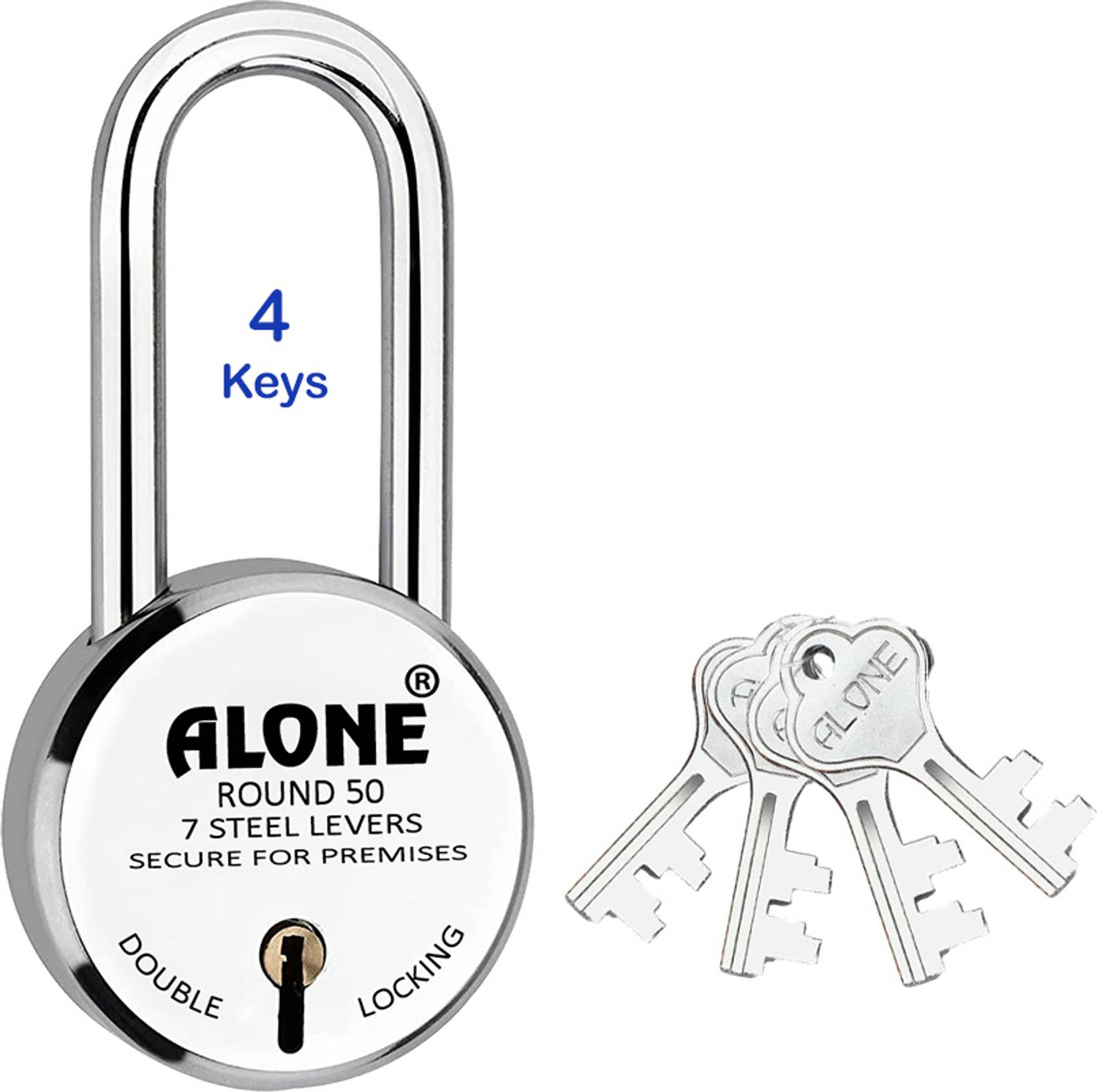 alone Round 50mm Long Neck 4 Keys Padlocks for home door gate shutter shop Padlock