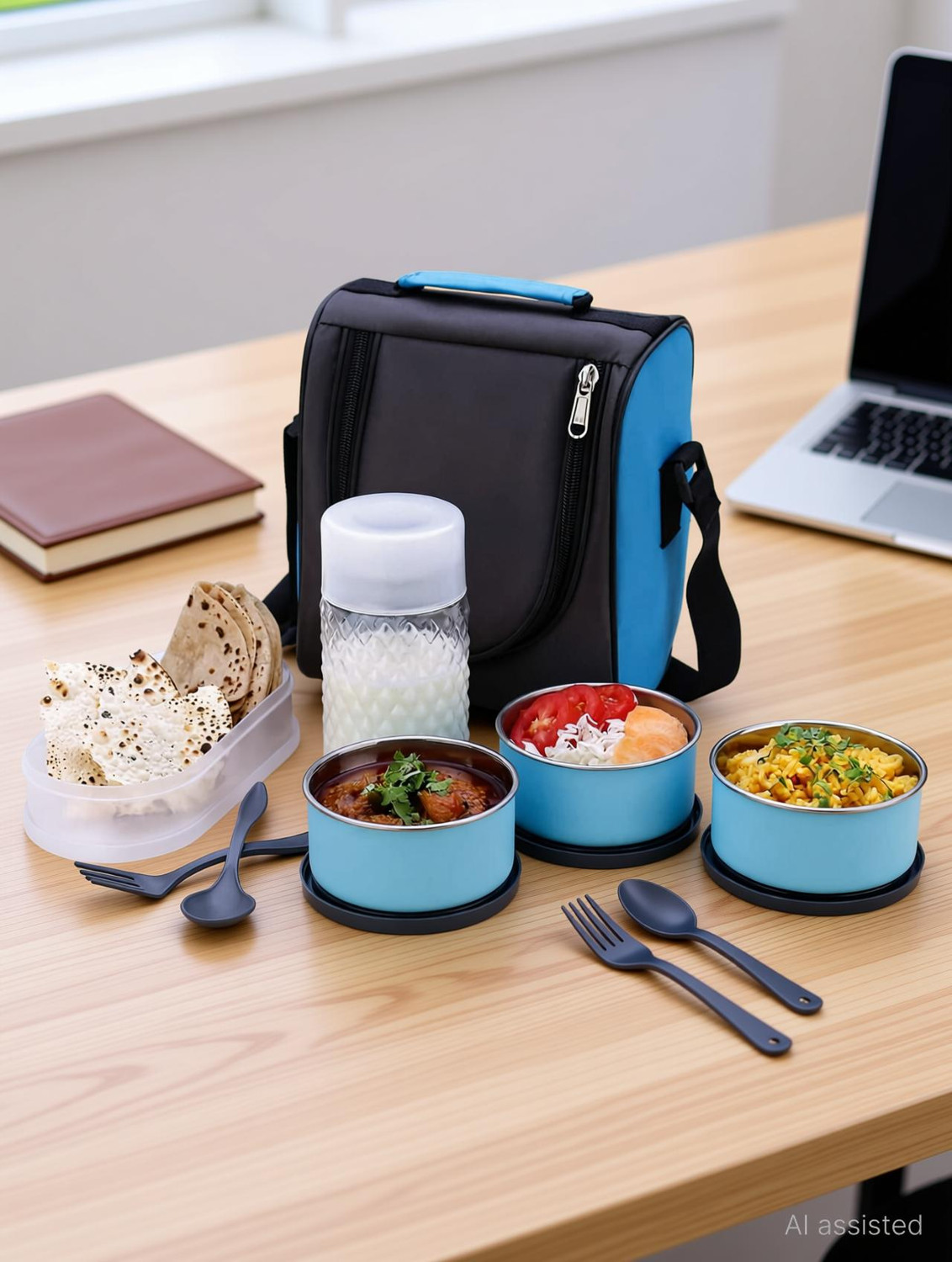 Image of WINODD ENTERPRISE Premium Air-Tight Stainless Steel Lunch Box for Office & College with Bag 5 Containers Stainless Steel Office Lunch Box