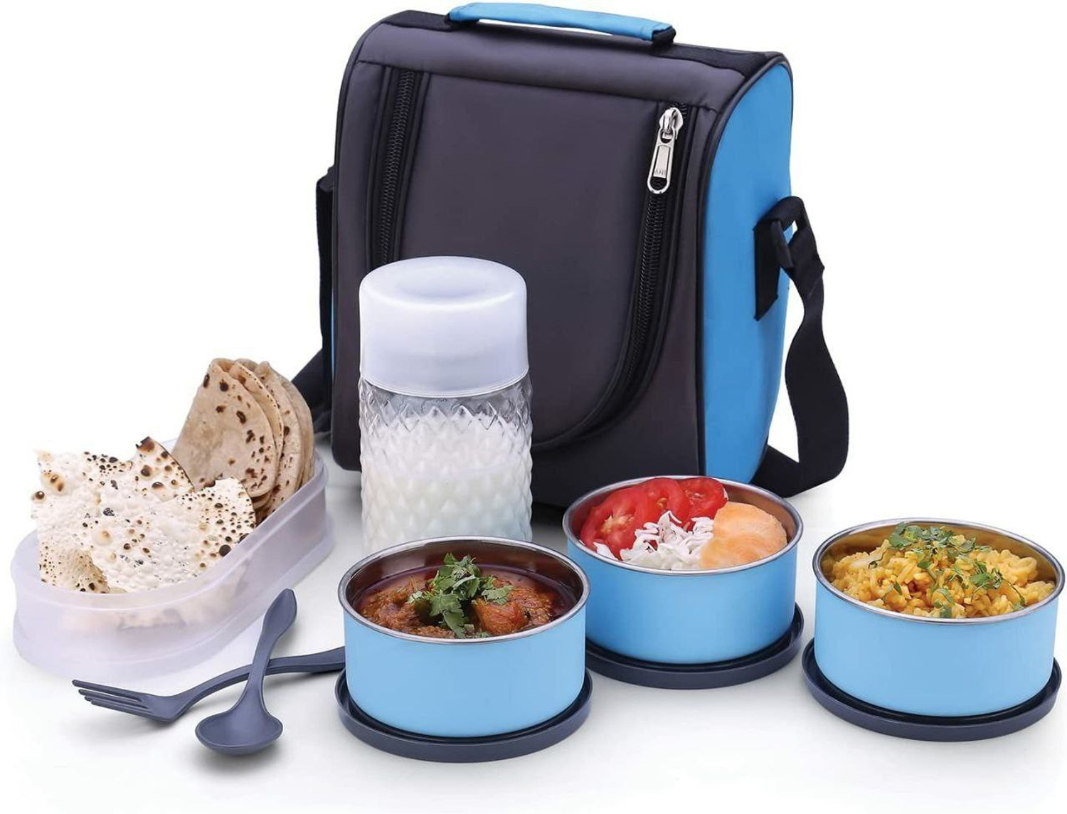 Image of WINODD ENTERPRISE Premium Air-Tight Stainless Steel Lunch Box for Office & College with Bag 5 Containers Stainless Steel Office Lunch Box