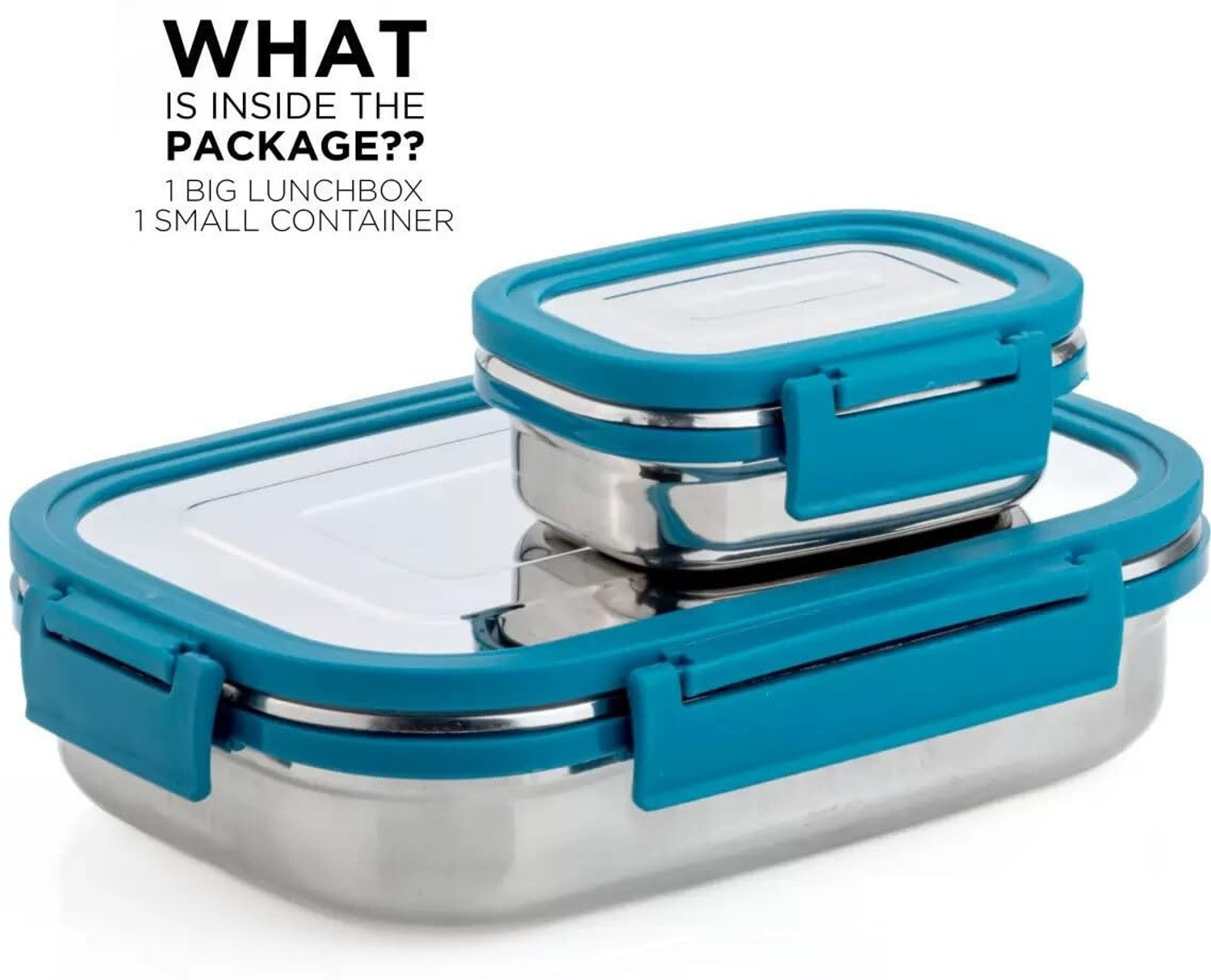 Image of BLLUEX Stainless Steel Leak Proof, Airtight Lunch Box /Tiffin Box for Office, School, 2 Containers Lunch Box