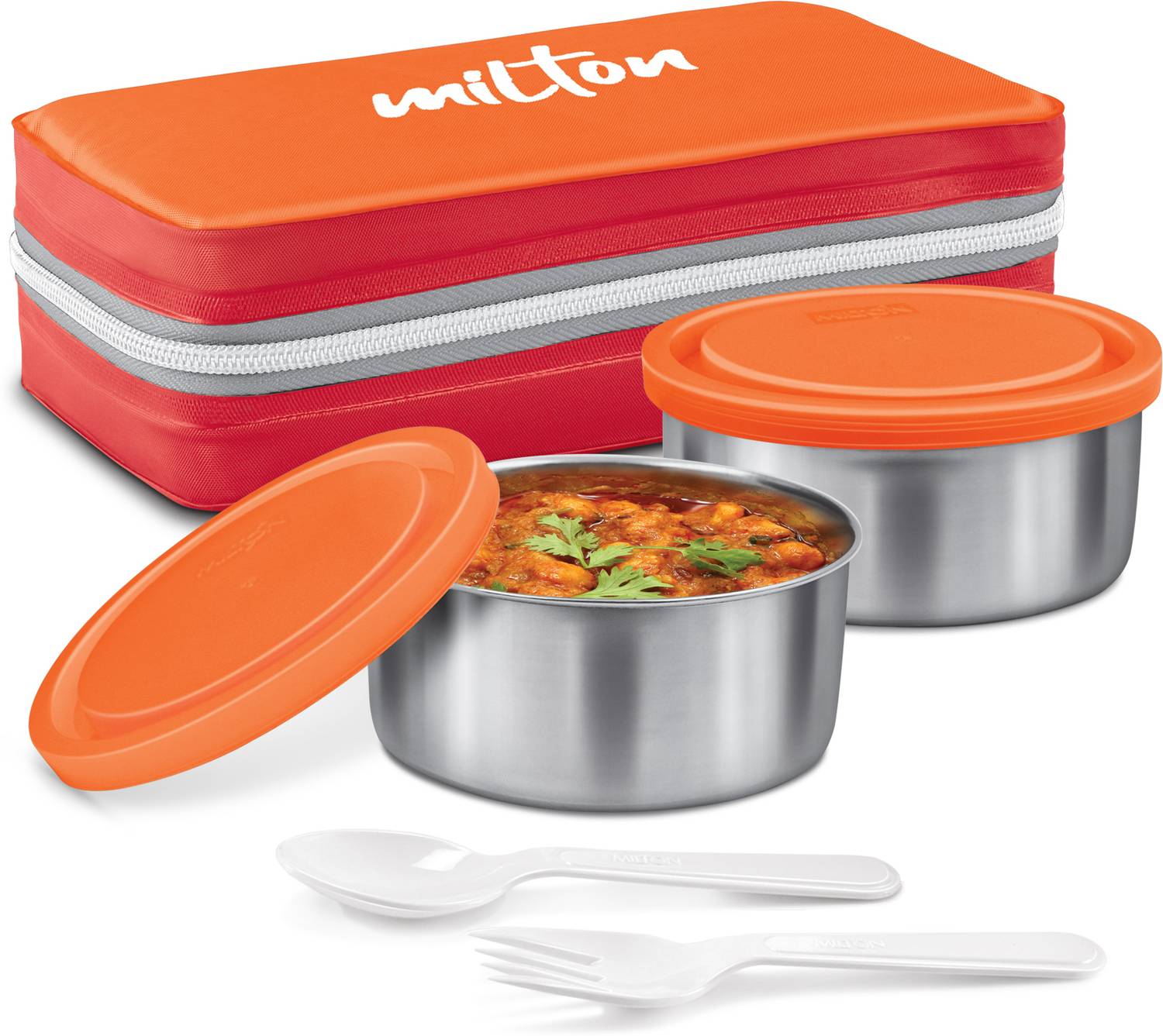 MILTON New Mini Insulated Tiffin 2 Containers Stainless Steel, Plastic Office Lunch Box — Lunch Boxes & Tiffins