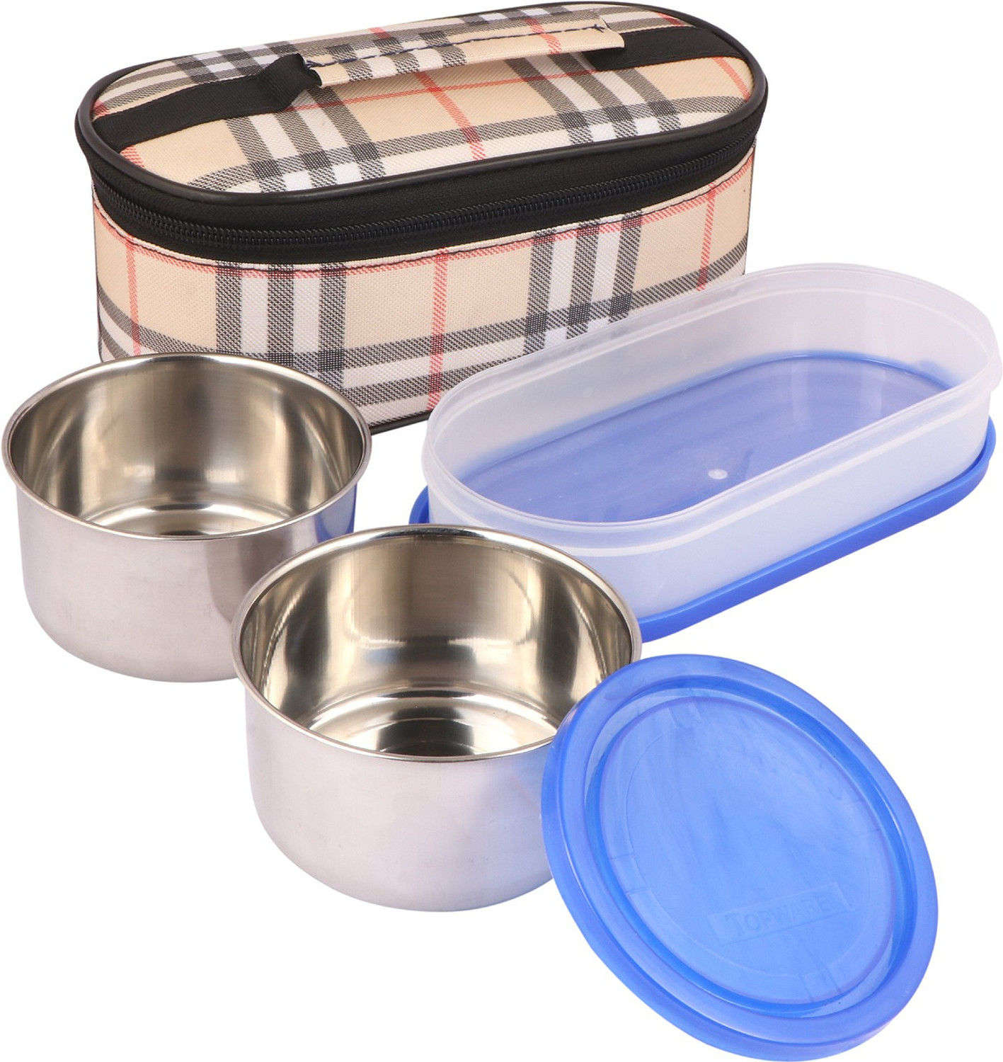 Image of Topware New Smart steel lunchbox(750ml) 3 Containers Stainless Steel Office Lunch Box