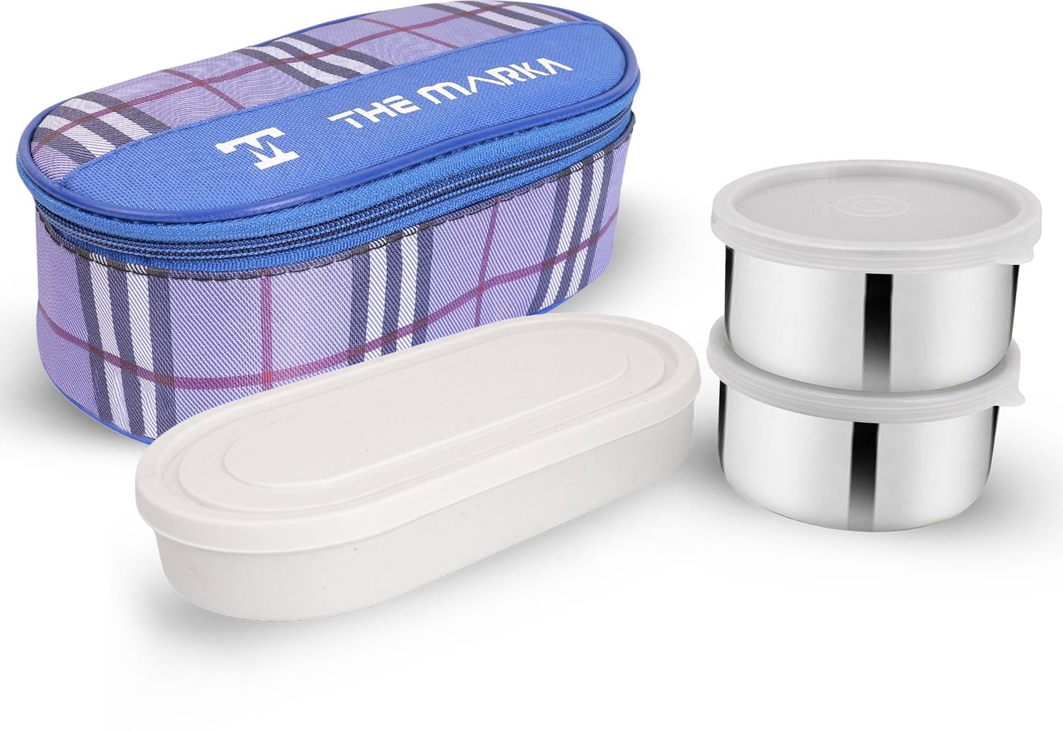 The Marka Classic Lunch Box 3 Containers Stainless Steel, Plastic Office Lunch Box — Lunch Boxes & Tiffins