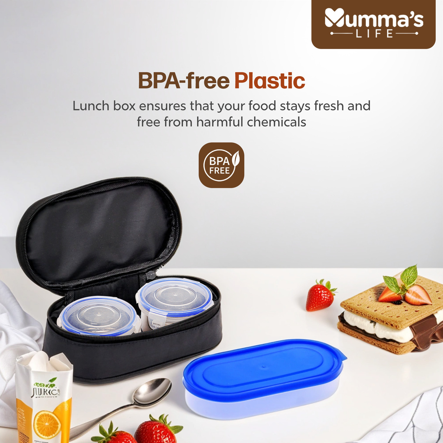 Image of Mumma's LIFE Glore Stainless Steel Lunch Box with Lid 3 Containers (280 ML) 3 Containers Stainless Steel Office Lunch Box