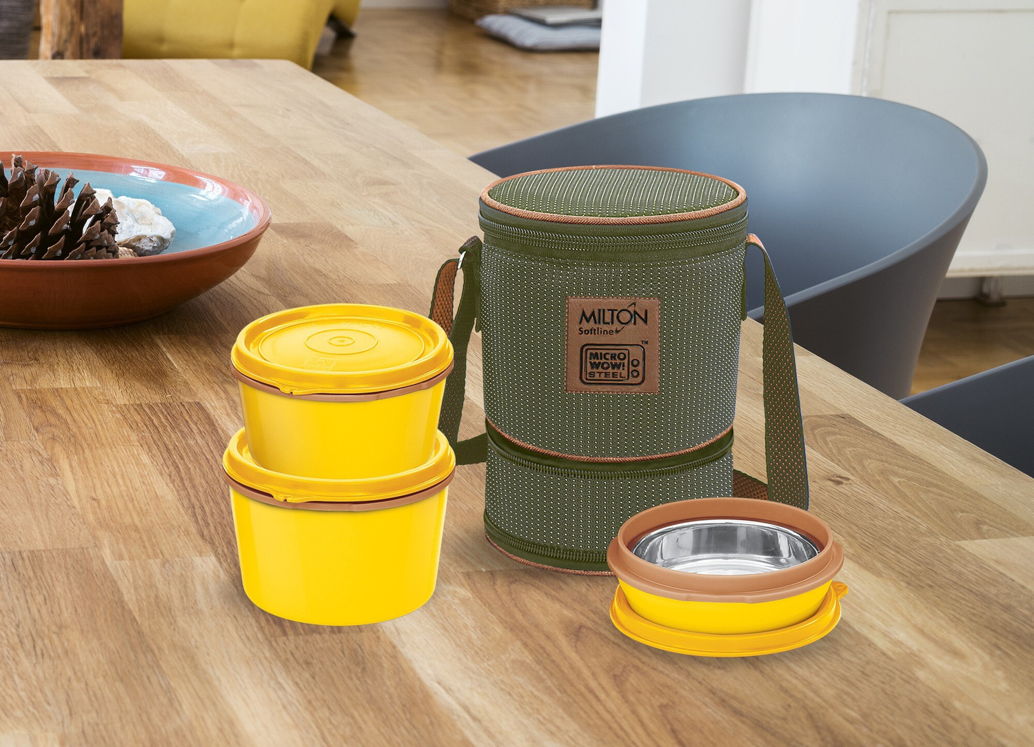 Image of MILTON Flexi 2+1 3 Containers Stainless Steel, Plastic Office Lunch Box