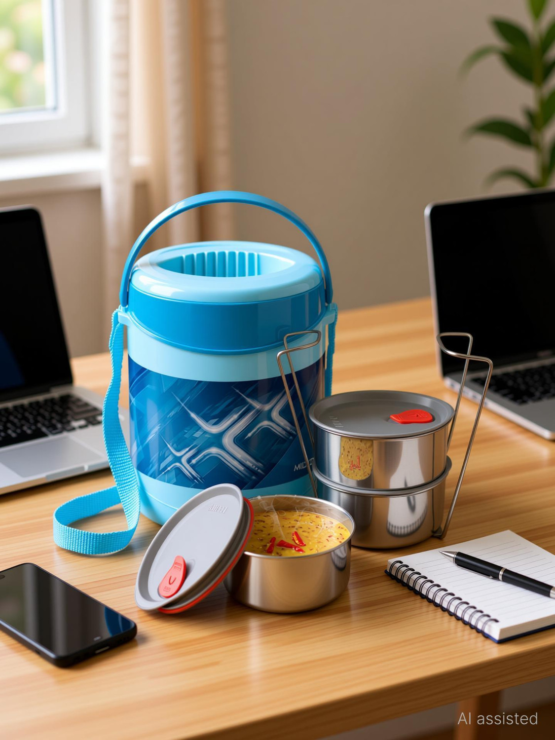 Image of MILTON Leak lock lid insulated 3 Containers Plastic Office Lunch Box