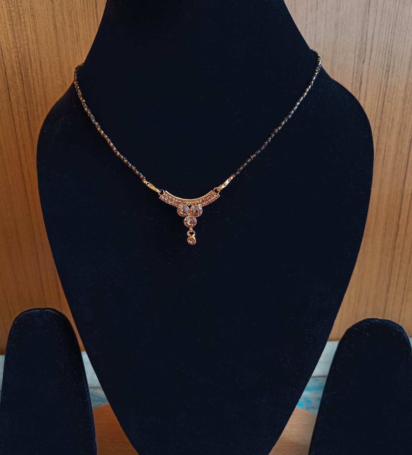 AmazingKarts Gold Plated Black Beaded Chain Pendant Traditional Mangalsutra for Women Alloy Mangalsutra