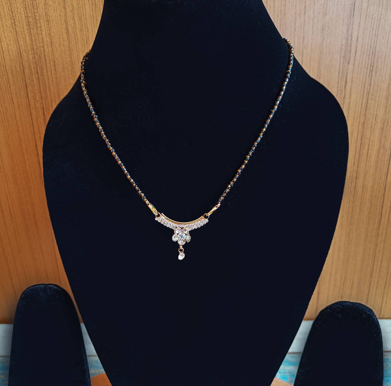 AmazingKarts Gold Plated Black Beaded Chain Pendant Traditional Mangalsutra for Women Alloy Mangalsutra