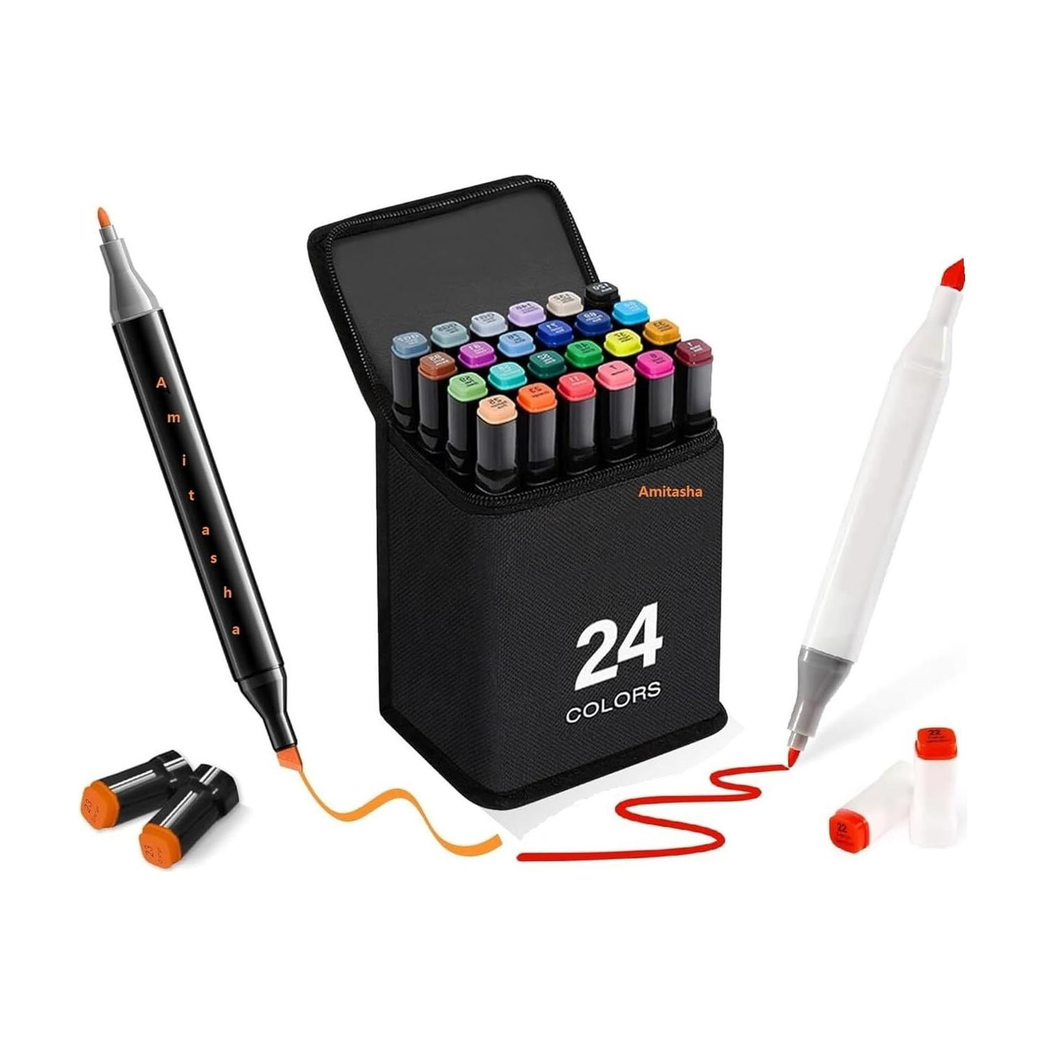 Image of Harinder 24 Pc Dual Tip Highlighter & Marker Set for Drawing,Sketching & Coloring Artists