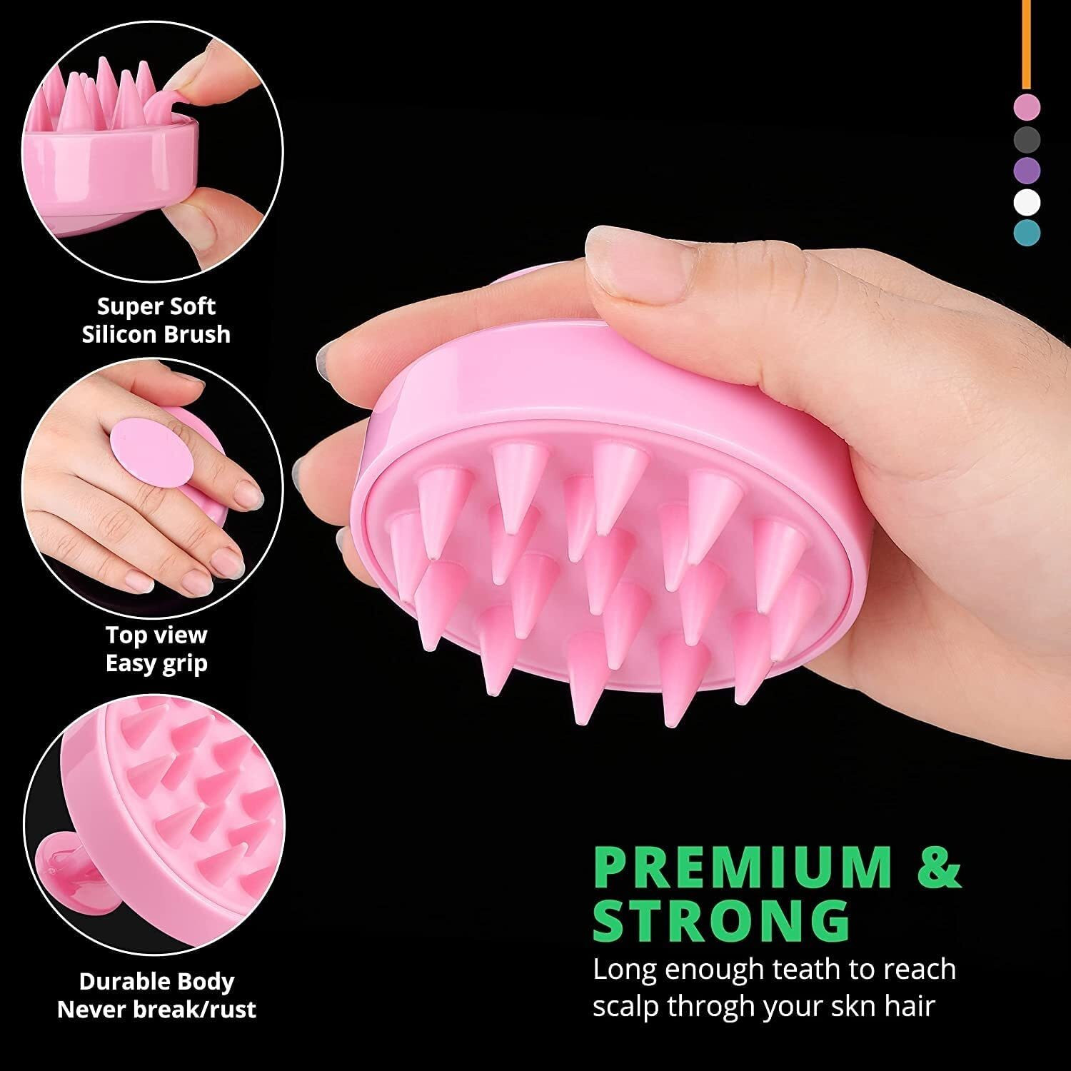 Image of Episkey Scalp Massager Brush With Soft Silicon Bristles For Men & Women | PINK35