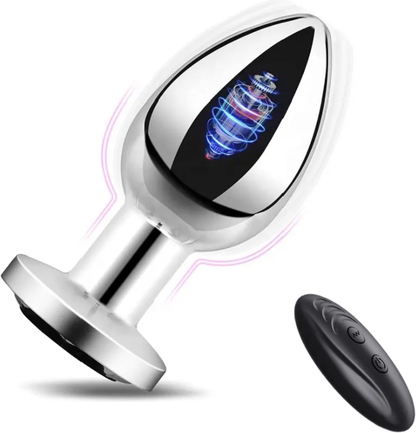 Image of purvish Silver 10 Mode Vibrating Plug Massager with Remote Control, Powerful Vibration Silver Plug Personal Massager, Body-Safe, Waterproof Design, USB Rechargeable Massager