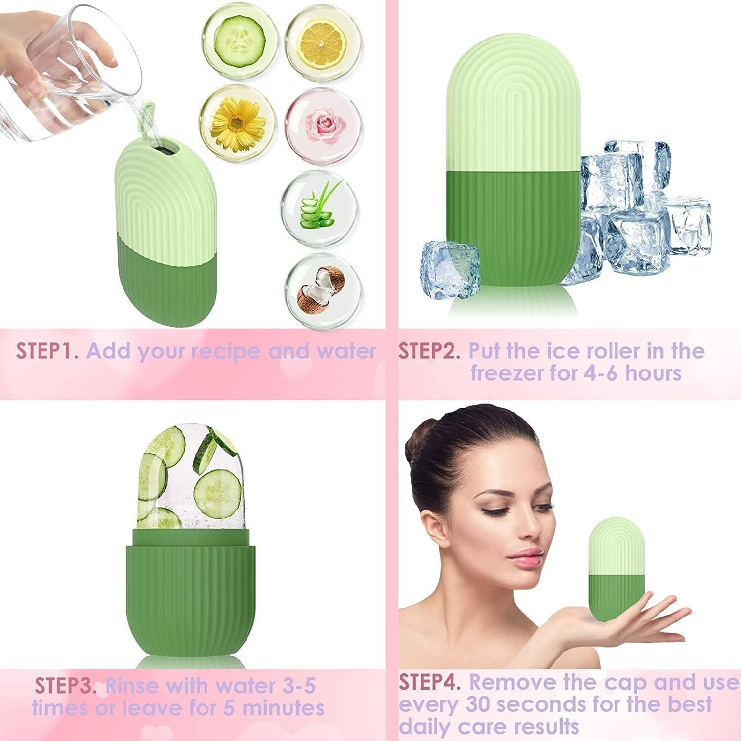Image of R FASHION Ice Roller,Face Stone Roller with Gua Sha Jade Roller and 3D Massager Roller Set Facial Combo For Skin Eye Body Ice Cube Roller Women Men Massager (Multicolor)