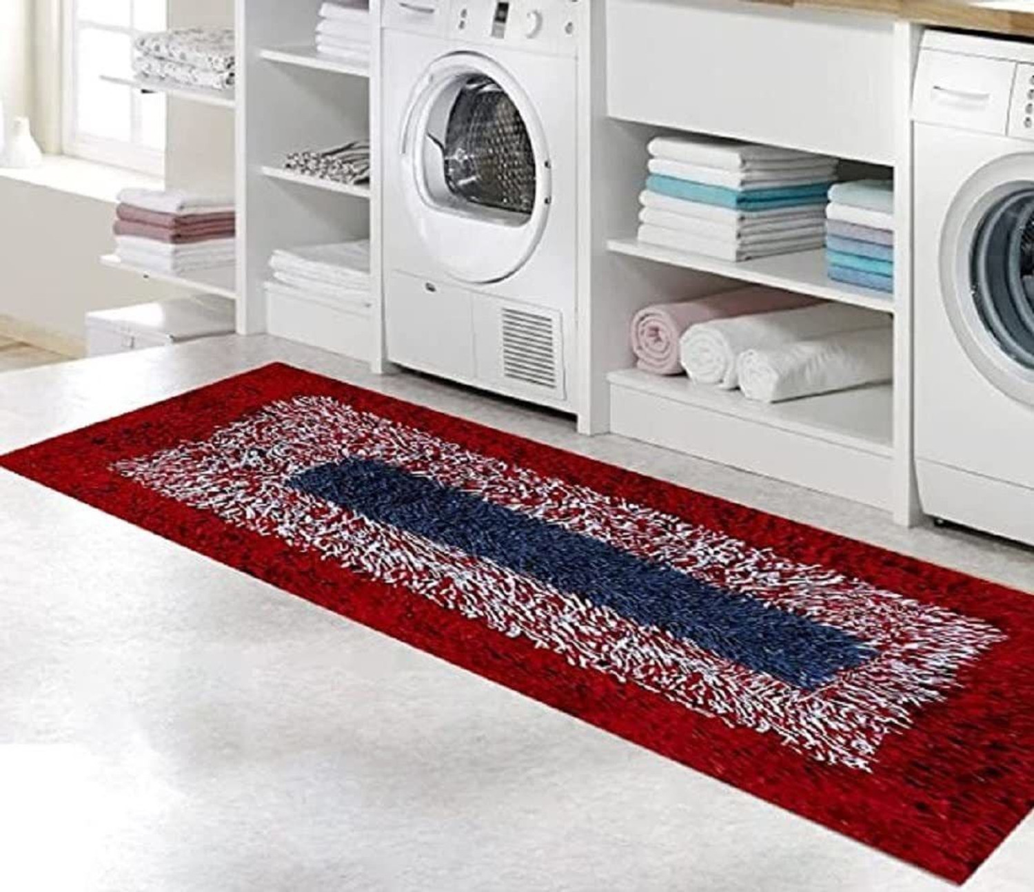 Image of Jyoti Fashion Cotton Floor Mat (Red, Pack of 2, Free)