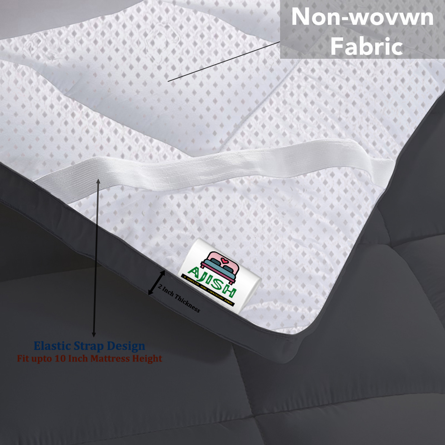 Image of AJISH 2 inch (5.08 cm) Double Size Poly Fiber Breathable Mattress Topper