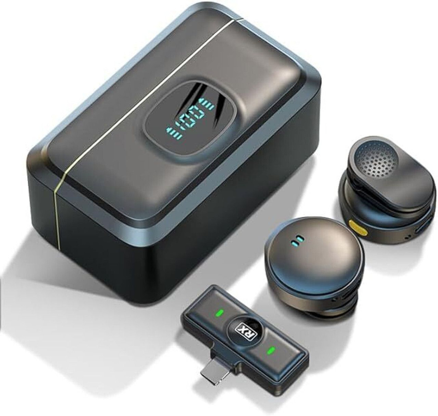 Image of WristHive Q8 Wireless Mic with Charging Case for Video Recording Camera Microphone