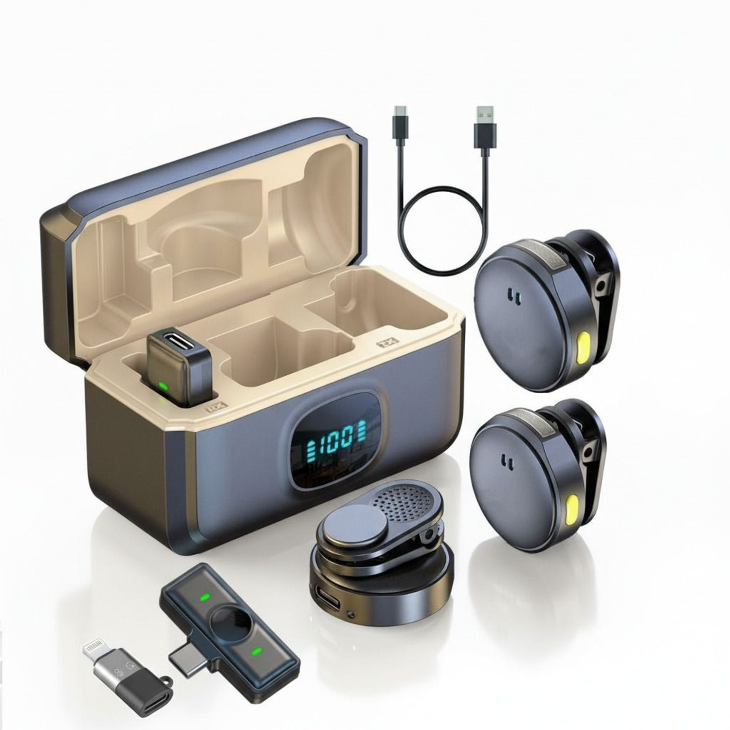 Image of FITRIC Q8 Portable Wireless Lavalier Mic with Battery Display & Noise Reduction @ 834 Camera Microphone