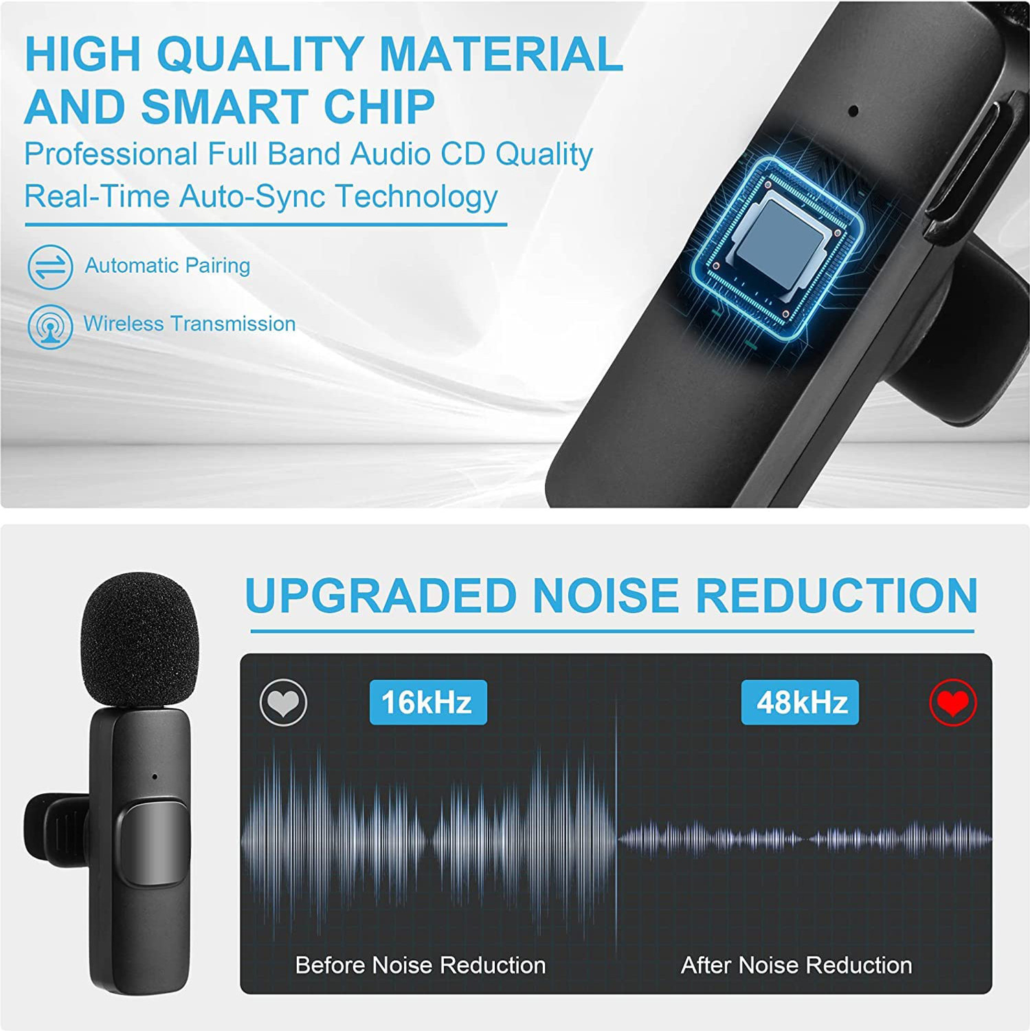 Image of MOOZMOB K9 Mic for Video Recording Vlog Mic for Type C Mobile Wireless Collar Youtube Microphone