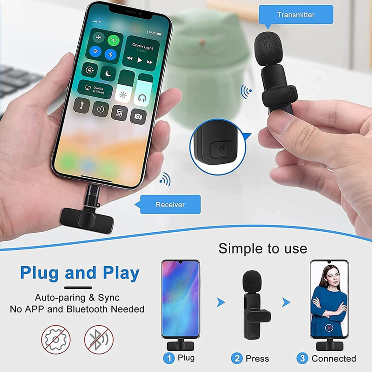 Image of YAROH B64 K8 Wireless Mic & Charging Case: Perfect for YouTube Microphone