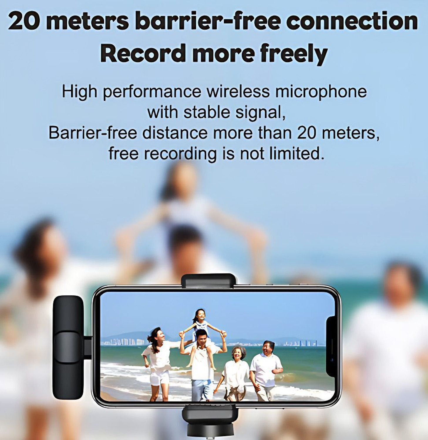 Image of MMAK Dual Wireless Lavalier Mic with LED Selfie Stick forReels, Vloogers Microphone