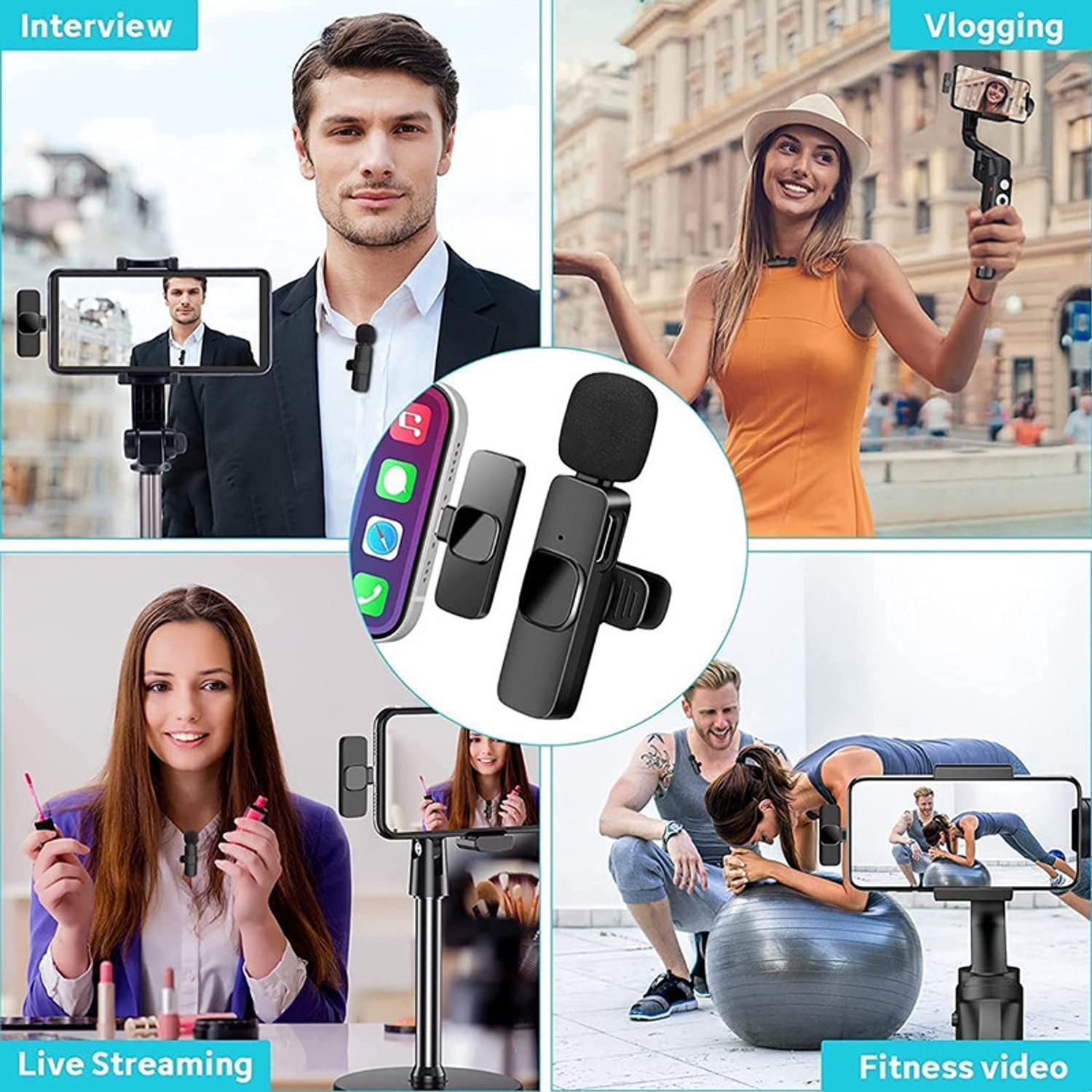Image of YAROH B64 K8 Wireless Mic & Charging Case: Perfect for YouTube Microphone