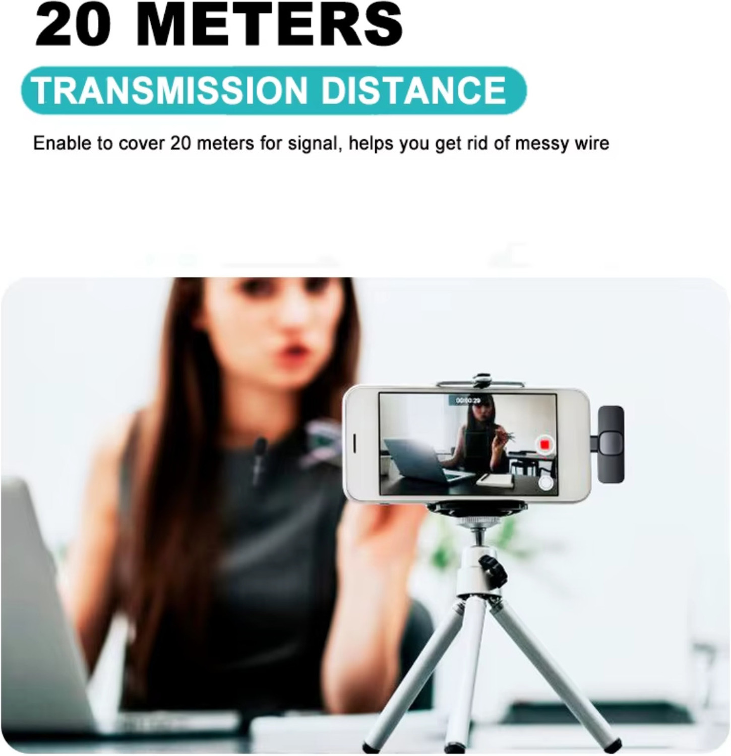 Image of AGINDUSTRY 20b K9 Dual Wireless Mic for iPhone /iPad: Plug & Play for YouTube, Vlogs Microphone