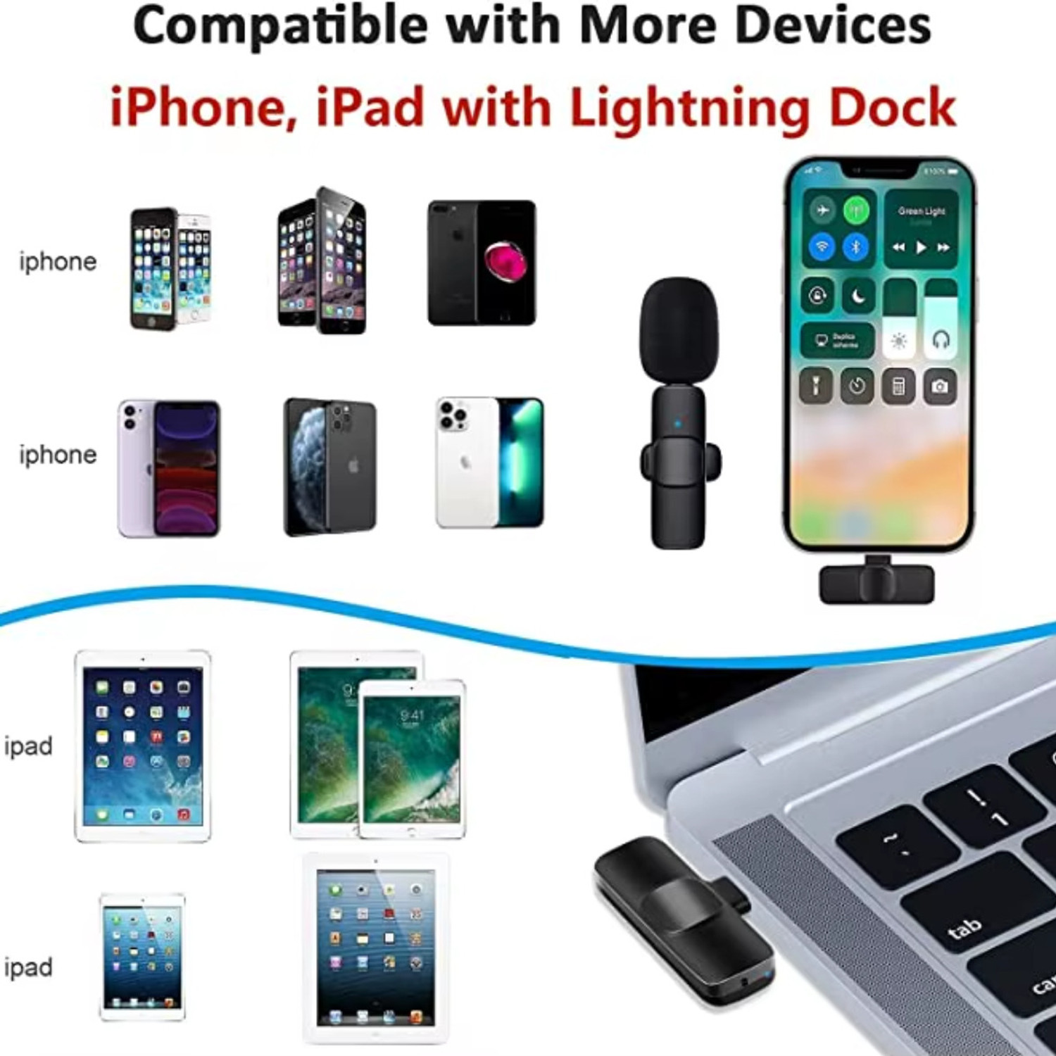 Image of AGINDUSTRY 20b K9 Dual Wireless Mic for iPhone /iPad: Plug & Play for YouTube, Vlogs Microphone