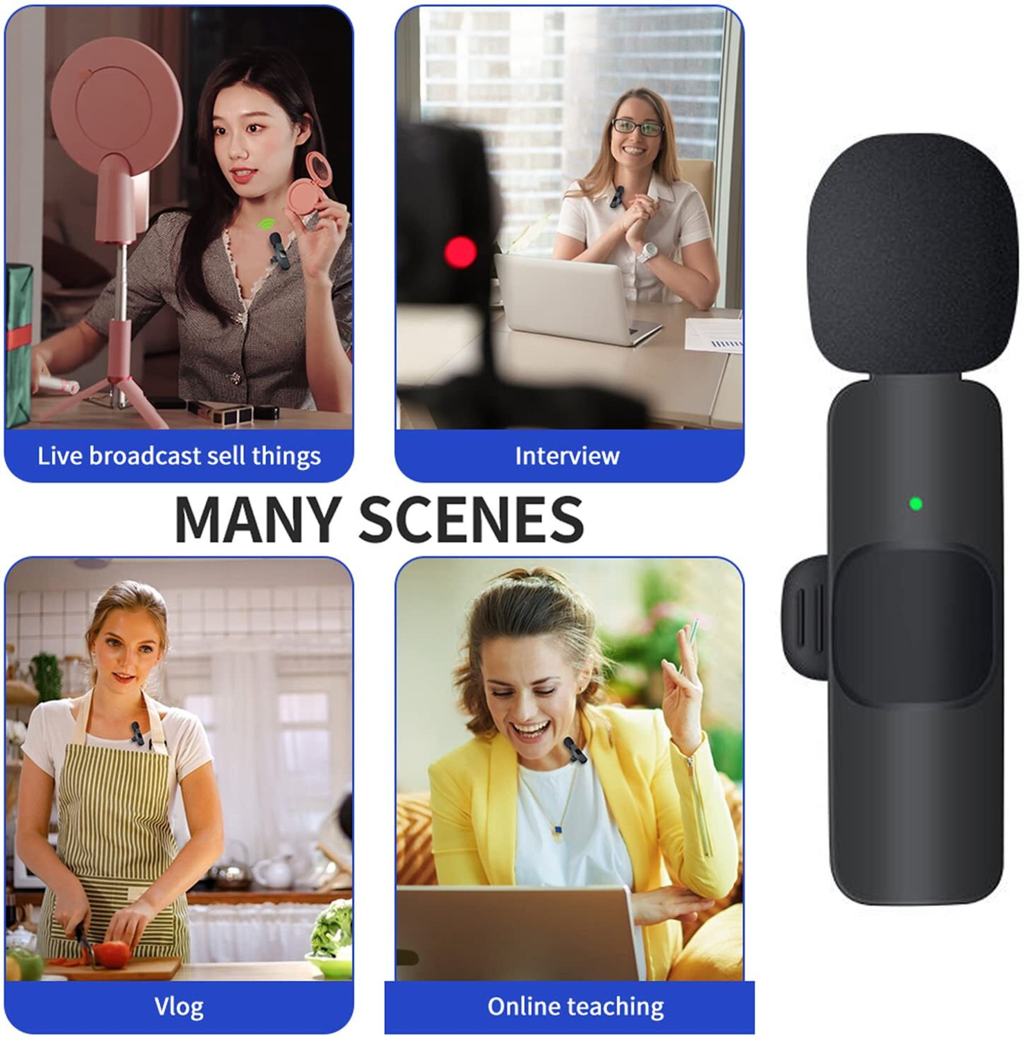 Image of MOBONE 2 in 1 K8 Wireless Microphone, Digital Mini Portable Recording Microphone