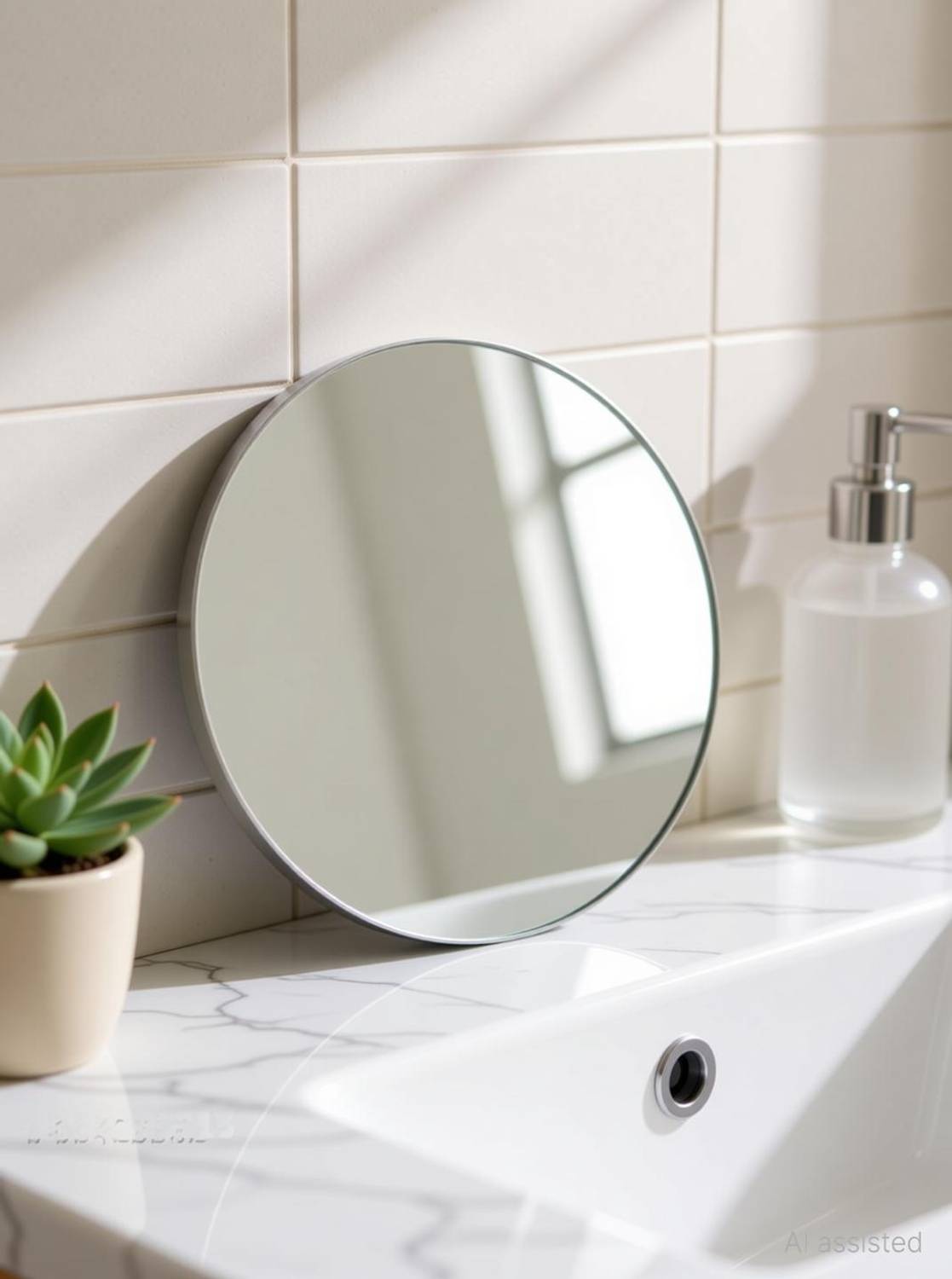 ARYAANSH Home & Office living room decorative mirror 3mm 8x8 inch Smail Glass Bathroom Mirror