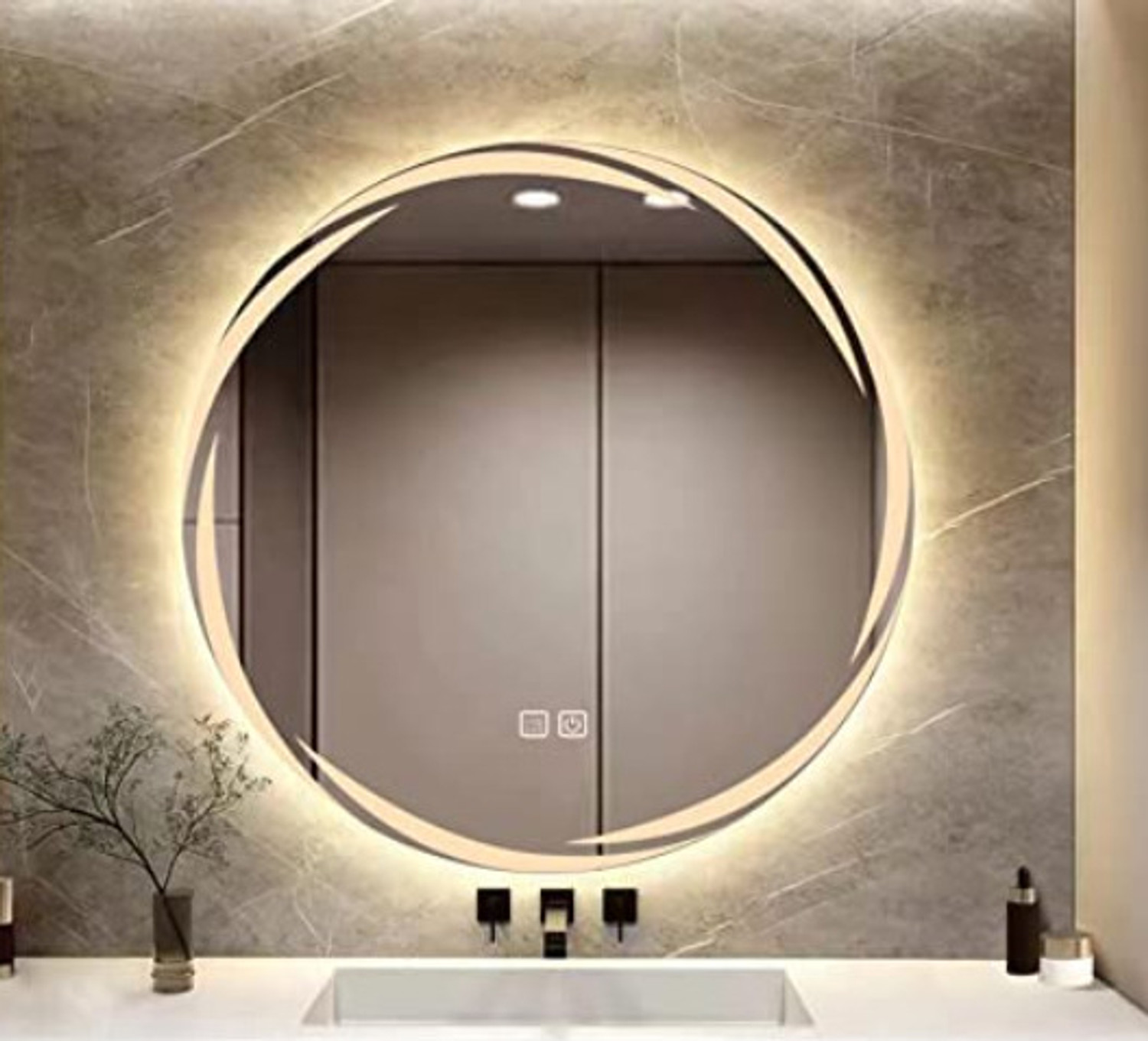 Image of Mofaro LED MIROR 18 inchX18 inch INCH WITH THREE COLOR LIGHT AND TOUCH SENSOR Bathroom Mirror
