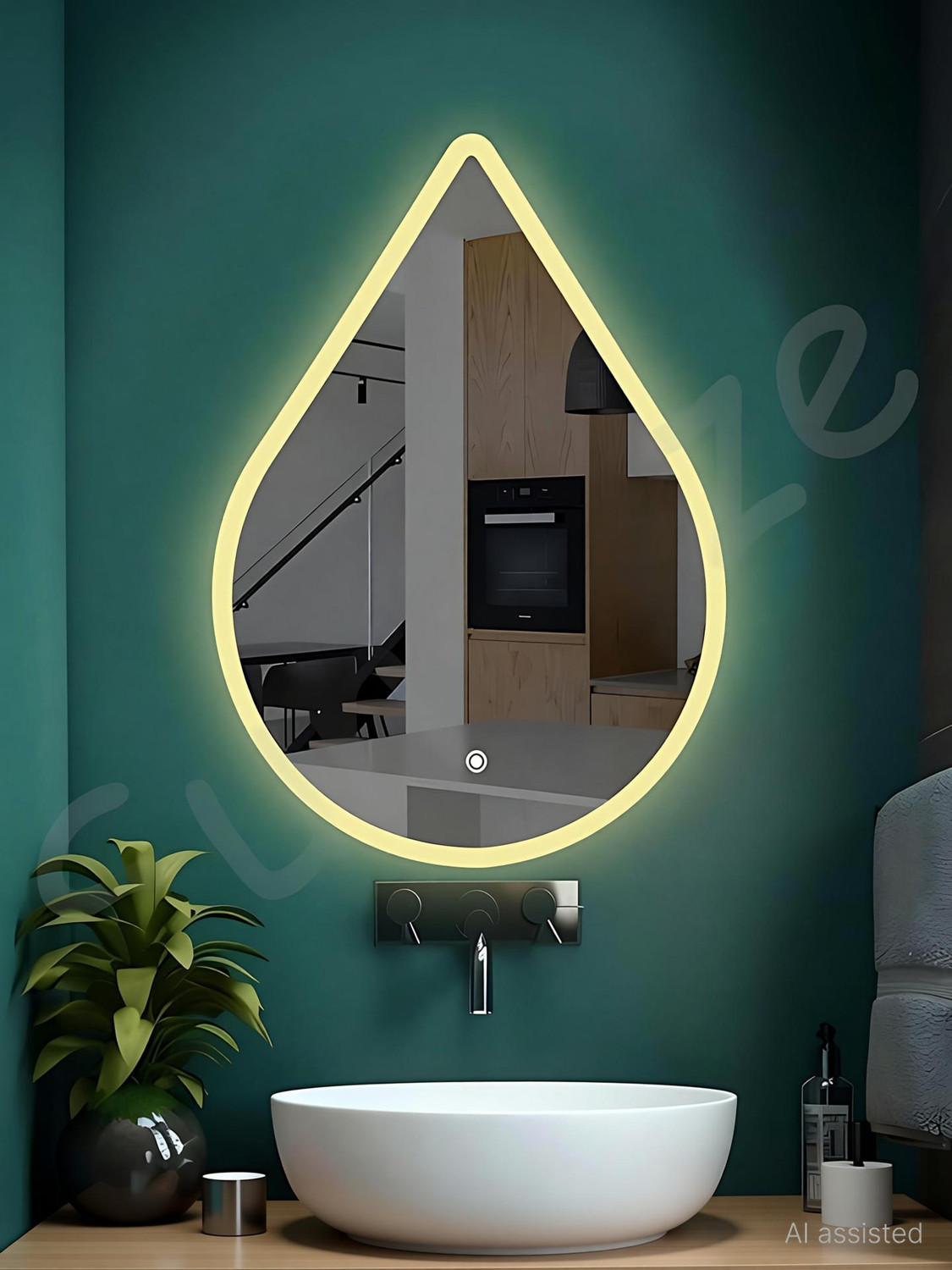 Image of NABAB Led Mirror for bathroom Water Drop|| Size 18x24, Bathroom Mirror
