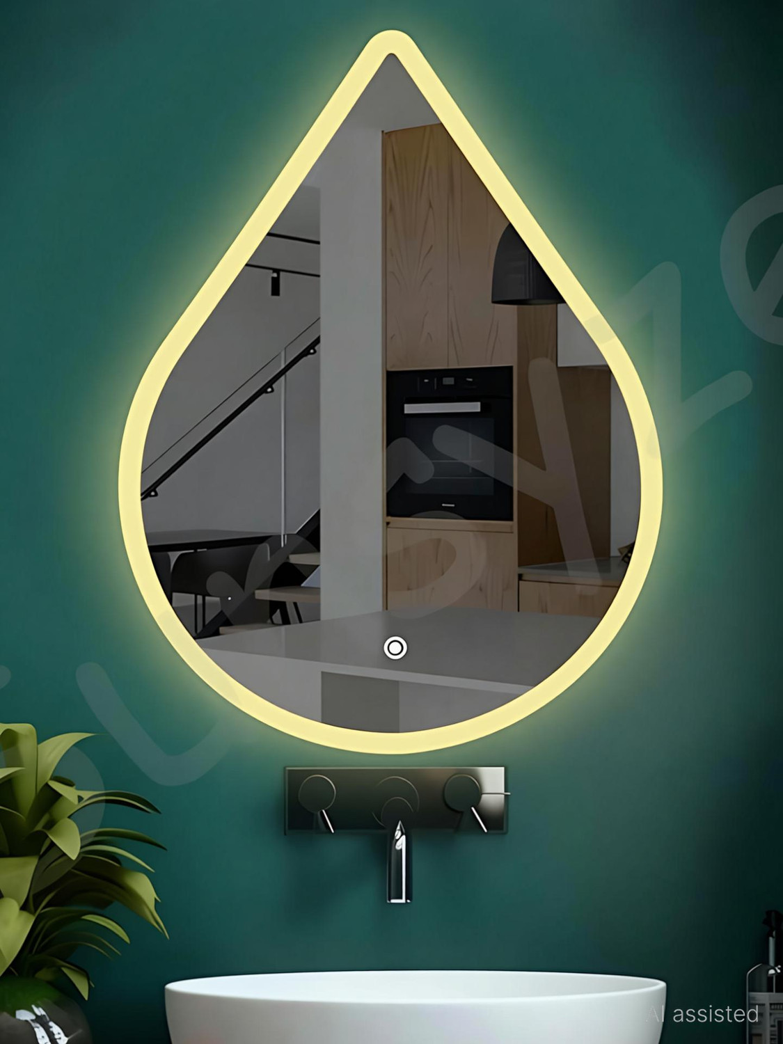 Image of NABAB Led Mirror for bathroom Water Drop|| Size 18x24, Bathroom Mirror
