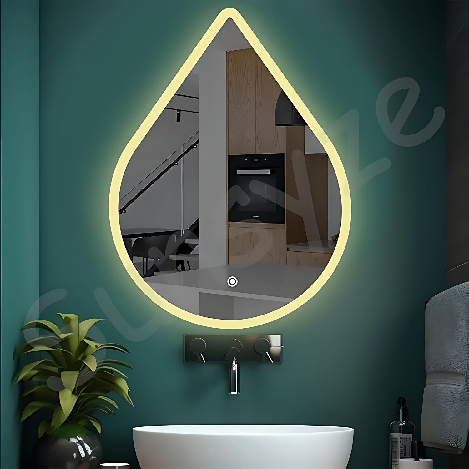 Image of NABAB Led Mirror for bathroom Water Drop|| Size 18x24, Bathroom Mirror