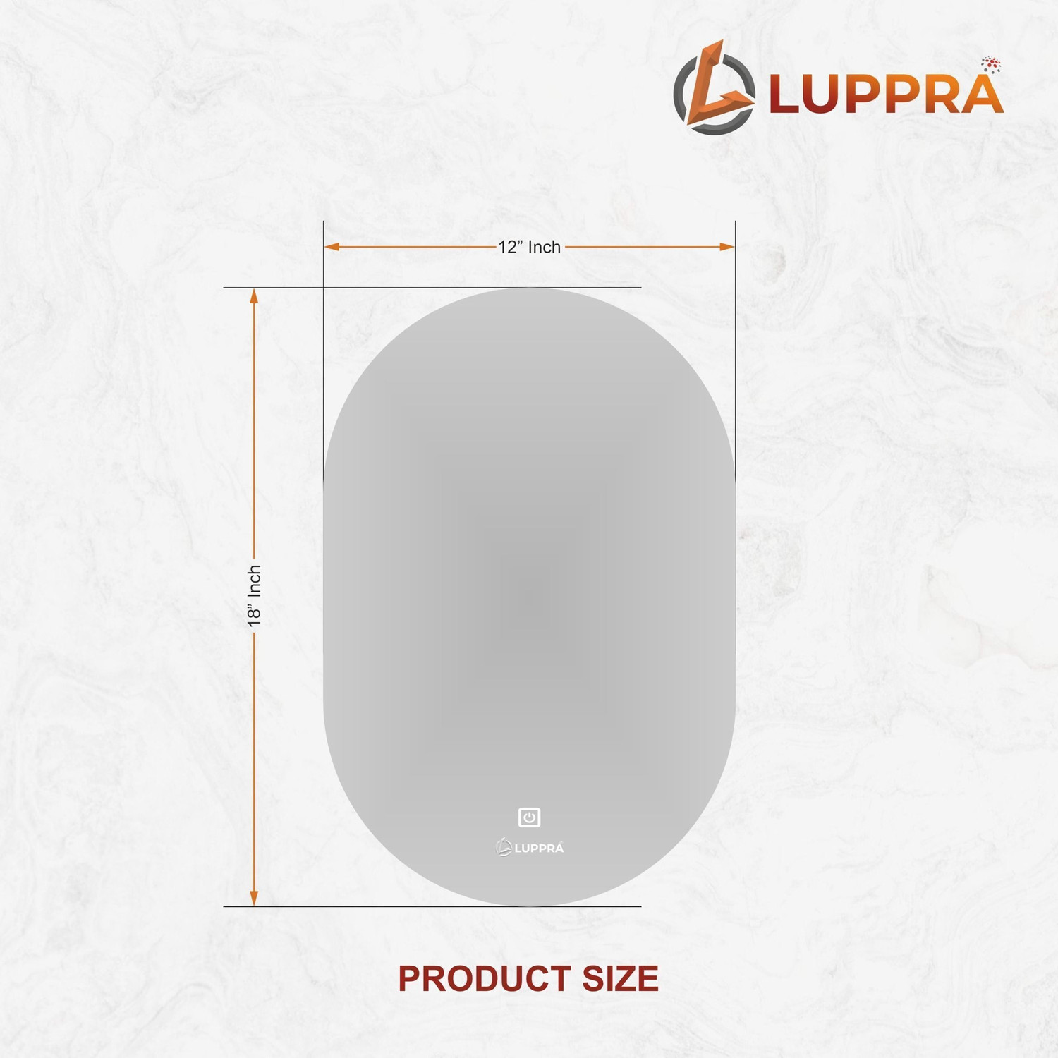 Image of LUPPRA 12 x 18 in Capsule Touch-Sensor LED Wall Mirror for Bathrooms Bathroom Mirror Bathroom Mirror