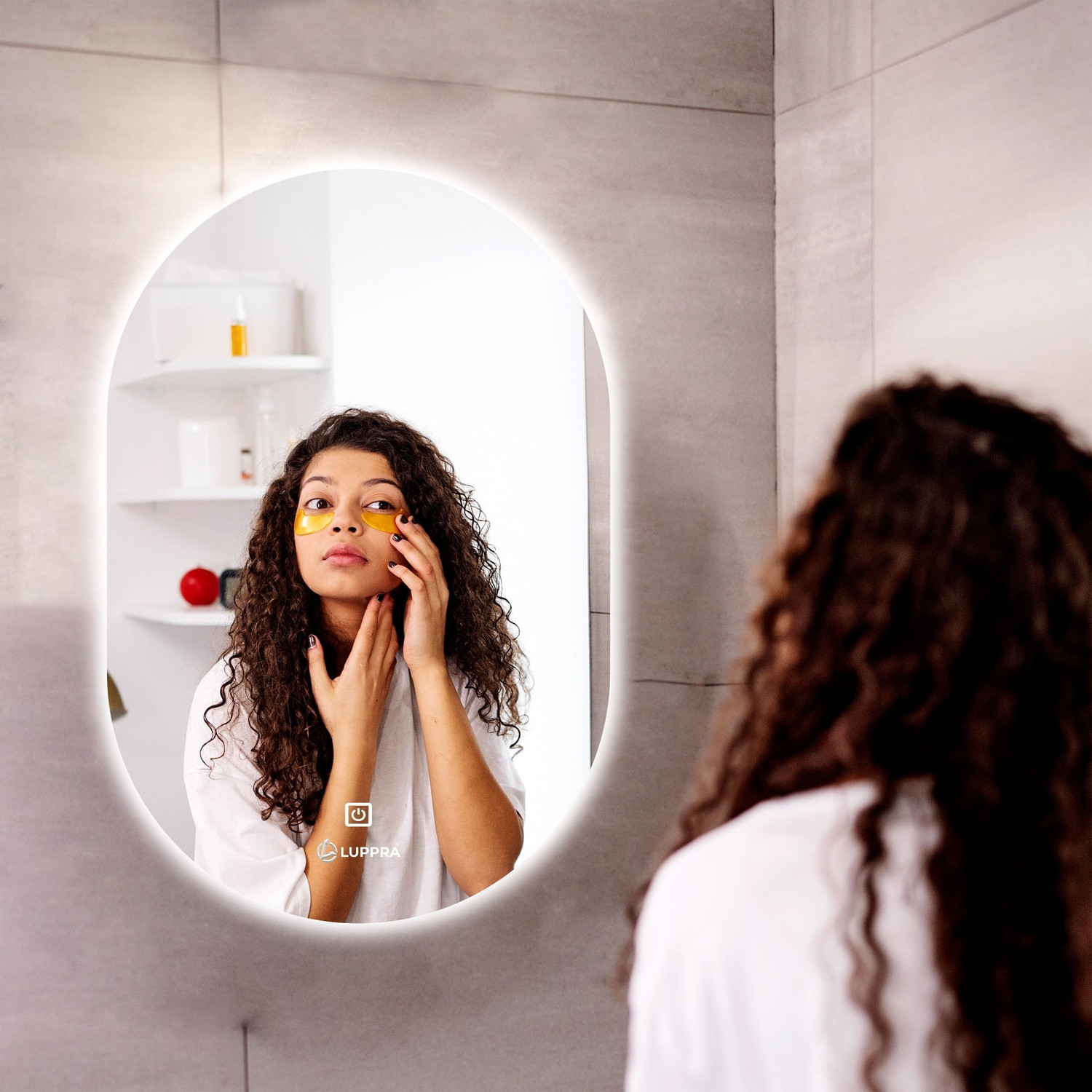 Image of LUPPRA 12 x 18 in Capsule Touch-Sensor LED Wall Mirror for Bathrooms Bathroom Mirror Bathroom Mirror