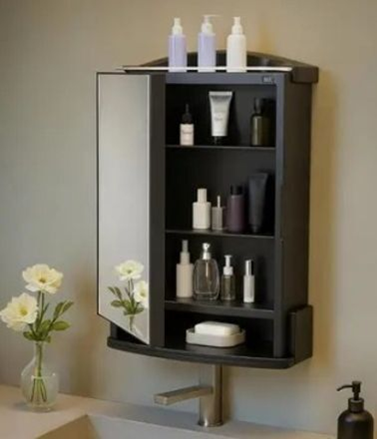 Image of LUPPRA Plastic Premium Multipurpose Wall Mounted Storage Cabinet with Mirror Bathroom Mirror