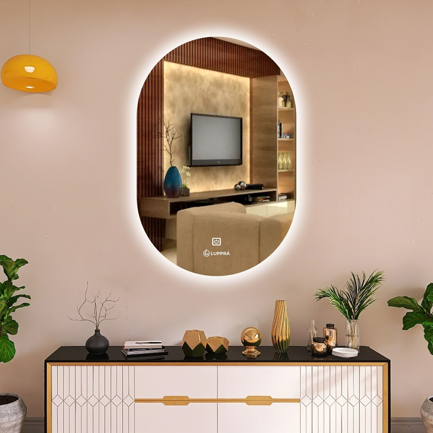 Image of LUPPRA 12 x 18 in Capsule Touch-Sensor LED Wall Mirror for Bathrooms Bathroom Mirror Bathroom Mirror