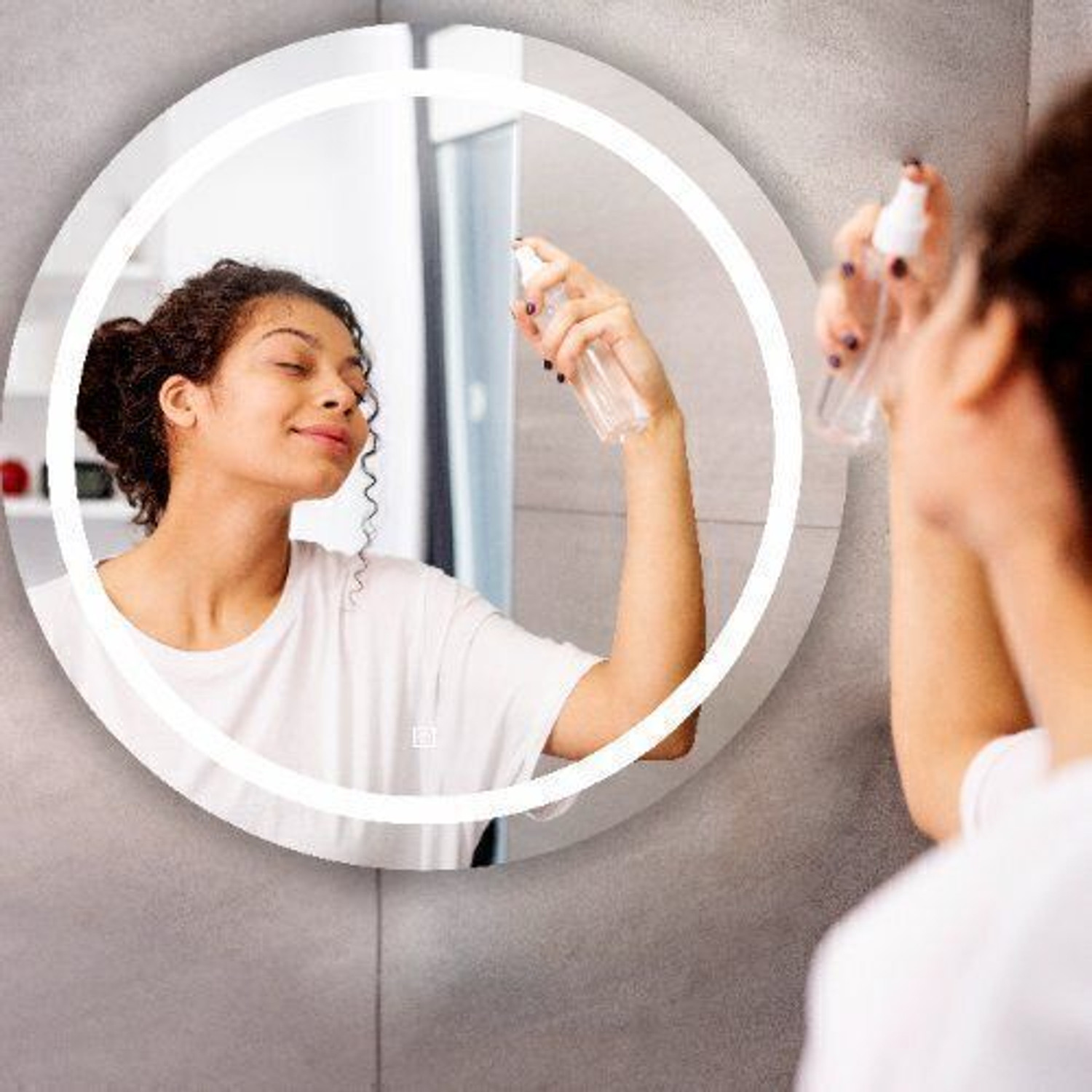 Image of LUPPRA Touch-SensorLED Wall Mirror for Bathrooms, Living Rooms, and Hallways Decorative Bathroom Mirror